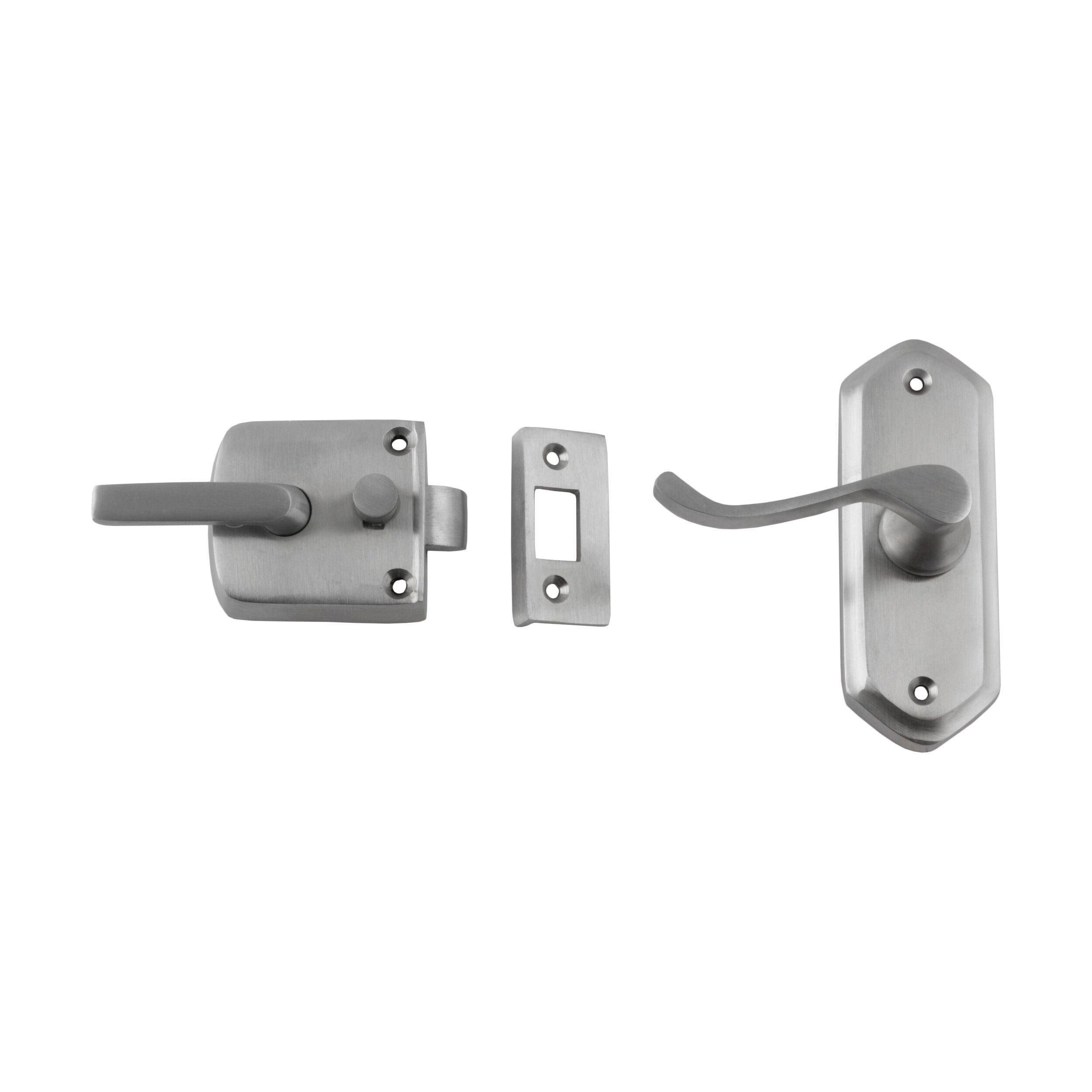 2060 Left Hand External Screen Door Latch - Satin Chrome Finish, 98mm Height x 36mm Width, 40mm Projection - Perfect for Patio, Porch & Storm Doors