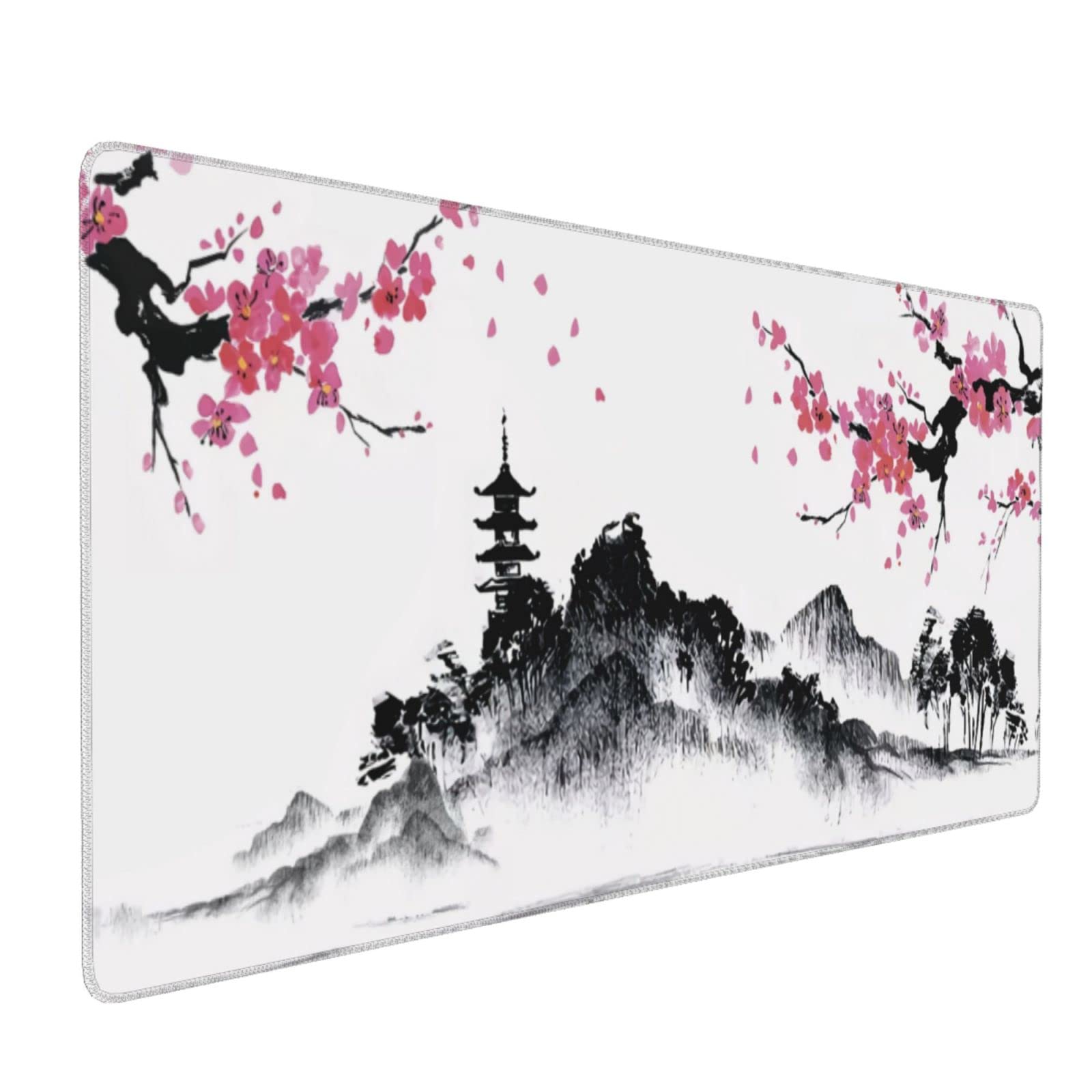 Japanese Cherry Blossom Floral Desk Mat - Large 31.5