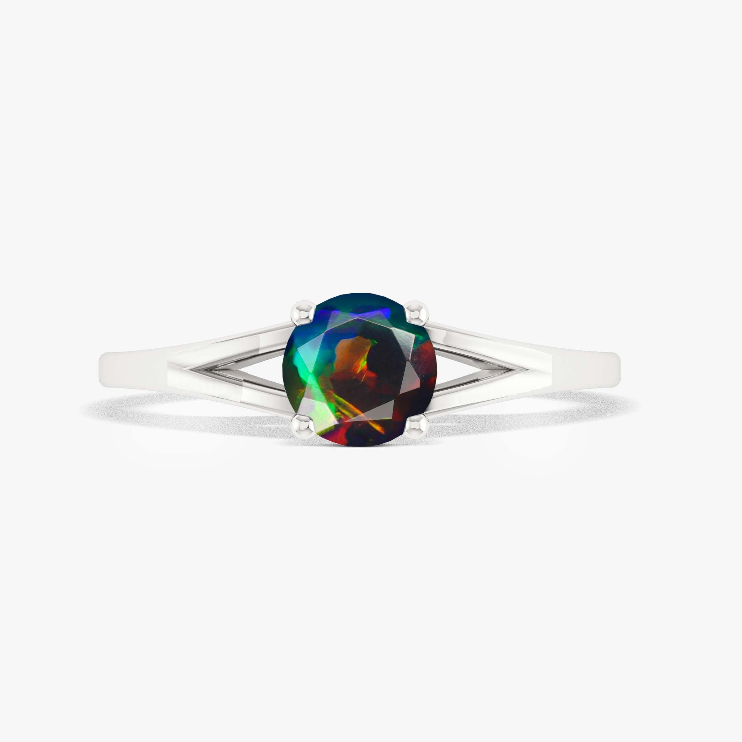 Exquisite Black Fire Opal Ring for Women – Elegant Round Dainty Jewelry for Everyday Wear & Special Occasions