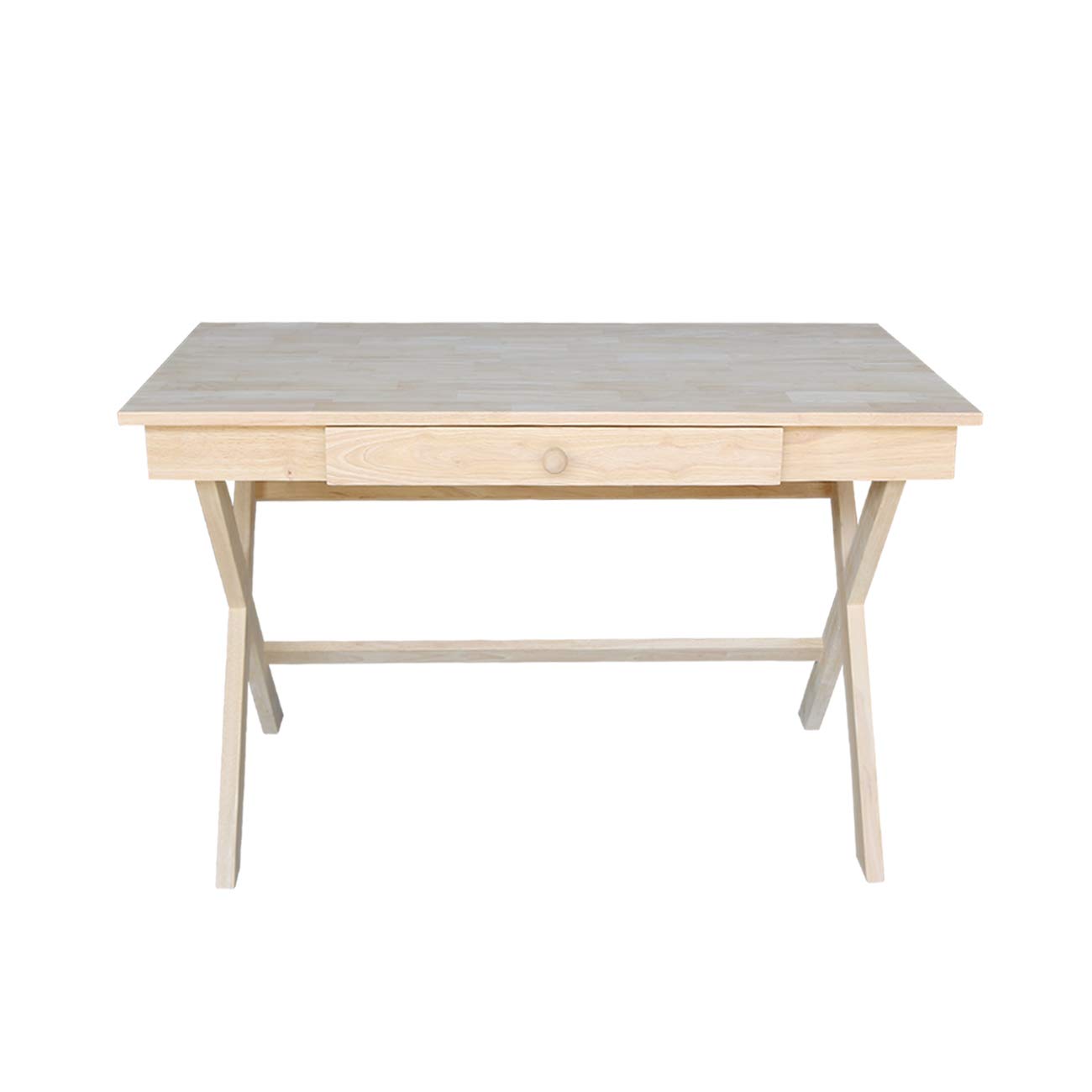 International Concepts Cross Leg Desk, Unfinished Wood - Compact Home Office Desk for Small Spaces, Study & Workstation