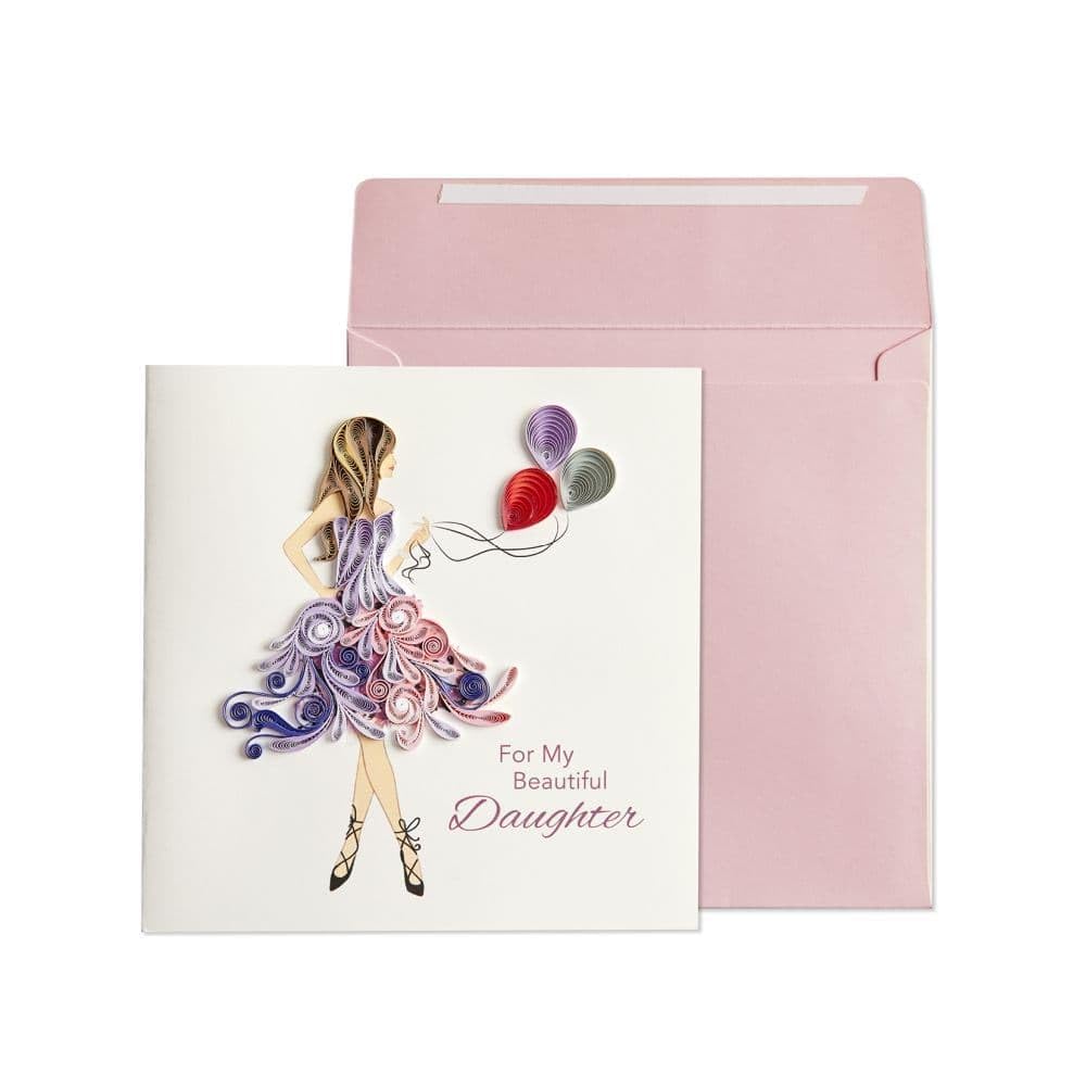 Happy Birthday Card for Daughter with Quilled Balloons Design - 6x6 Inch Square Greeting Card (NB-0086) - Perfect for Birthday Wishes, Special Occasions & Keepsake Gifts