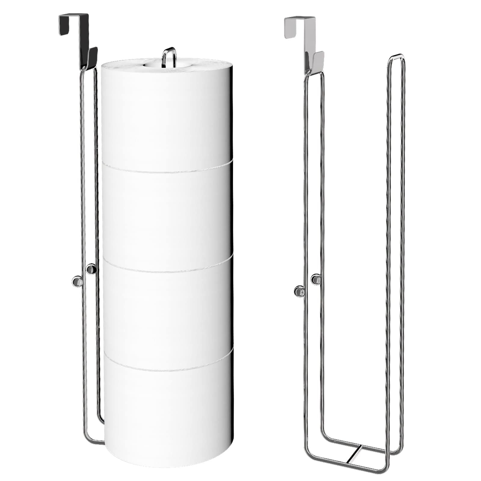 Conworld 8-Roll Over The Tank Toilet Paper Holder - Stainless Steel Rustproof Bathroom Tissue Storage Wall Mount (2 Pack, Silver) | Space-Saving Bathroom Organization for Small Spaces & Apartment Living