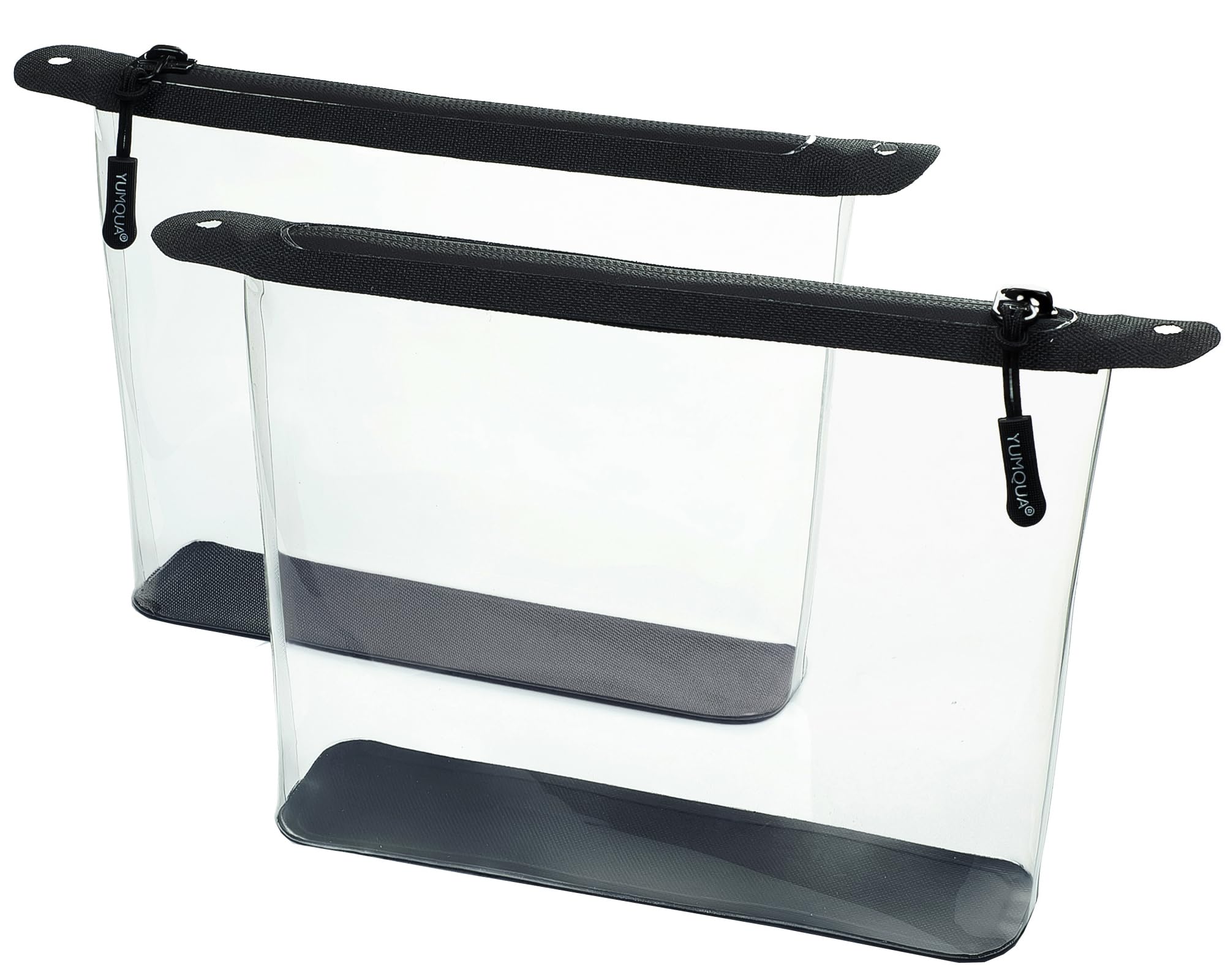 2 Pack TSA Approved Quart Size Clear Toiletry Bags for Carry On Travel - Leakproof TPU Cosmetic & Makeup Bags with Adjustable Strap - Perfect for Airplane, Cruise & Business Trips