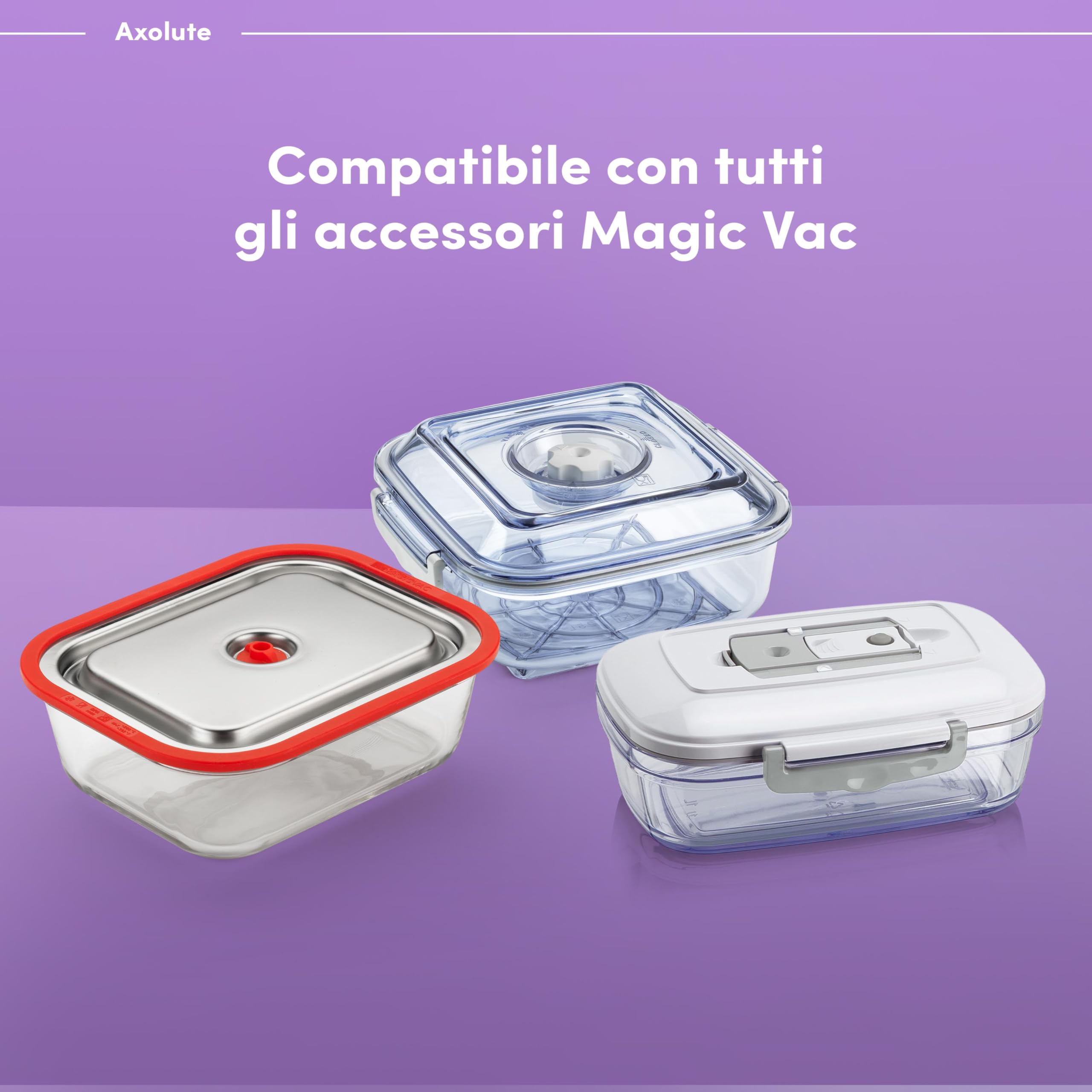 Professional Food Vacuum Sealer Machine - Axolute Magic Vac, Multi-Function Vacuum Sealer for Bags & Sous Vide Cooking, Powerful Motor & Complete Kit, Patented, Made in Italy (White) - Perfect for Home Kitchens, Meal Prep & Food Preservation