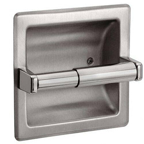Brushed Nickel Recessed Toilet Paper Holder - Wall Mount Bathroom Storage Organizer for Toilet Paper Rolls | Space Saving Bathroom Decor for Small Spaces & Modern Homes