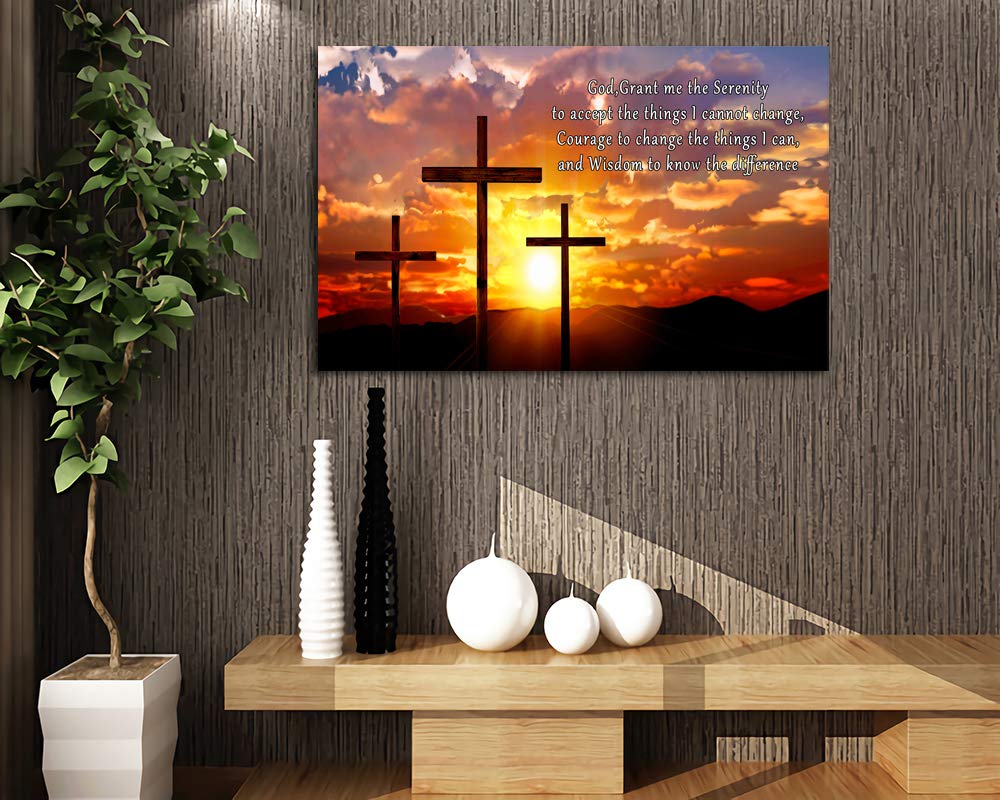 AMART SUN Bible Verses Canvas Wall Art - Christian Scripture Painting with Crosses - Large Framed Religious Decor for Home & Office - Ready to Hang Jesus Modern Artwork - Perfect for Prayer Rooms, Church Gifts & Faith-Based Interior Design
