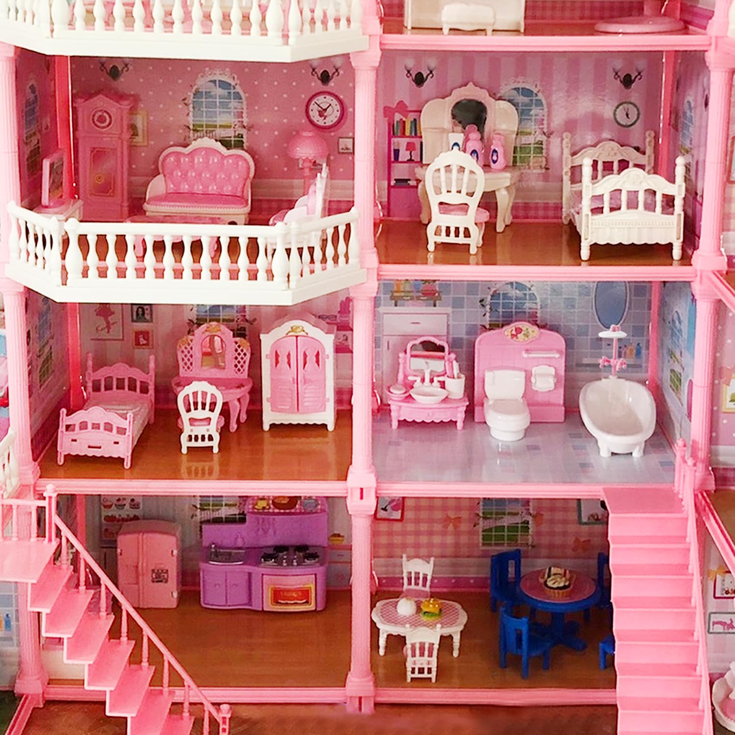 75-Piece Dollhouse Furniture Set - Miniature Pretend Play Family Toys for Kids 3+ Years - Includes Bedroom, Living Room, Bathroom & Kitchen Accessories - Perfect for Imaginative Play, Birthday Gifts & Early Childhood Development