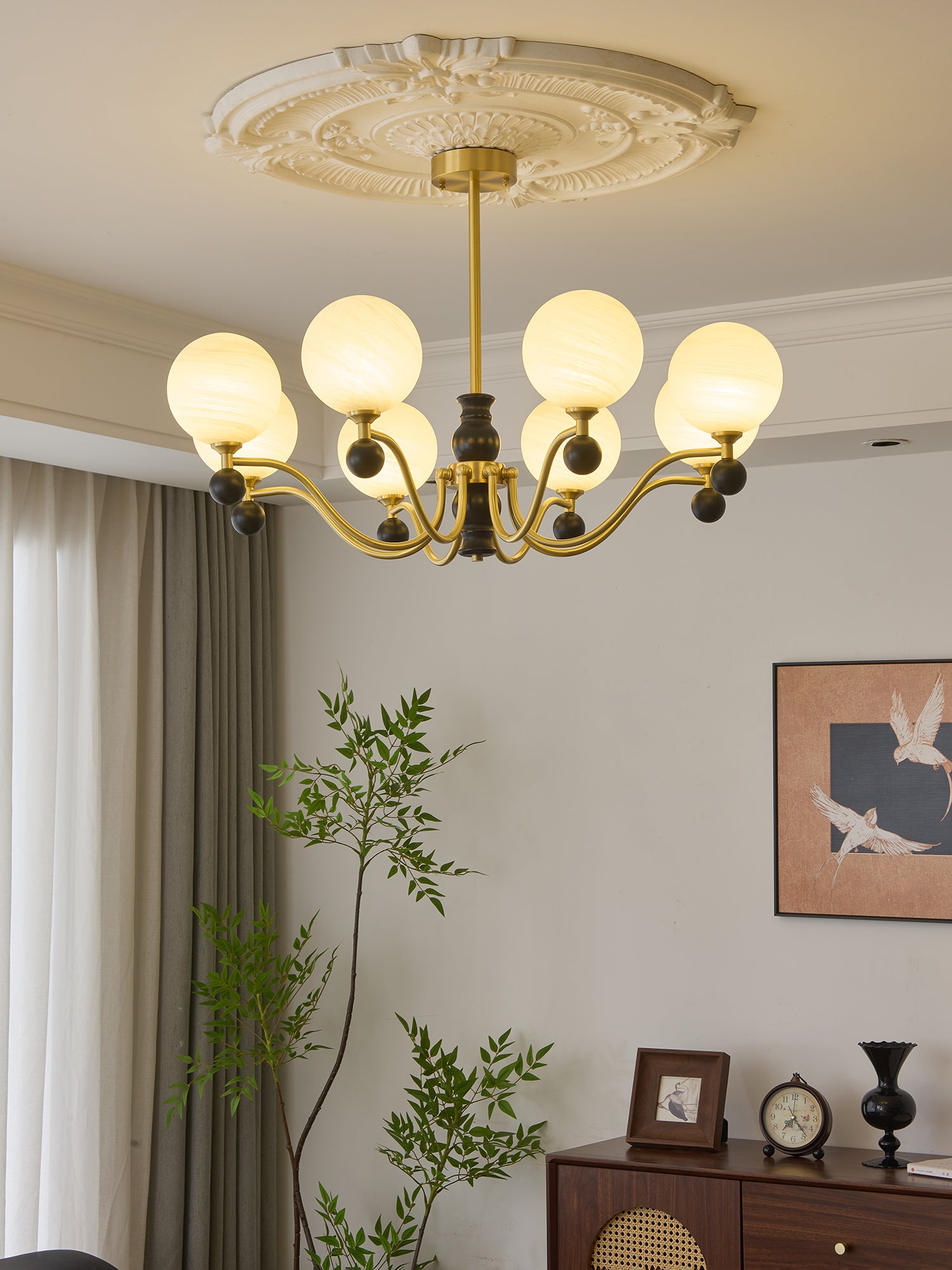Aether Sphere Chandelier - Modern Crystal Ceiling Light Fixture for Dining Room, Living Room & Bedroom | Elegant Lighting Decor for Home & Office