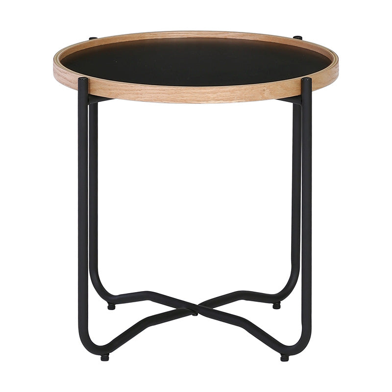 TANIX Round Black Side Table - Modern End Table for Living Room, Bedroom, or Office - Small Accent Table for Coffee, Books, and Decor