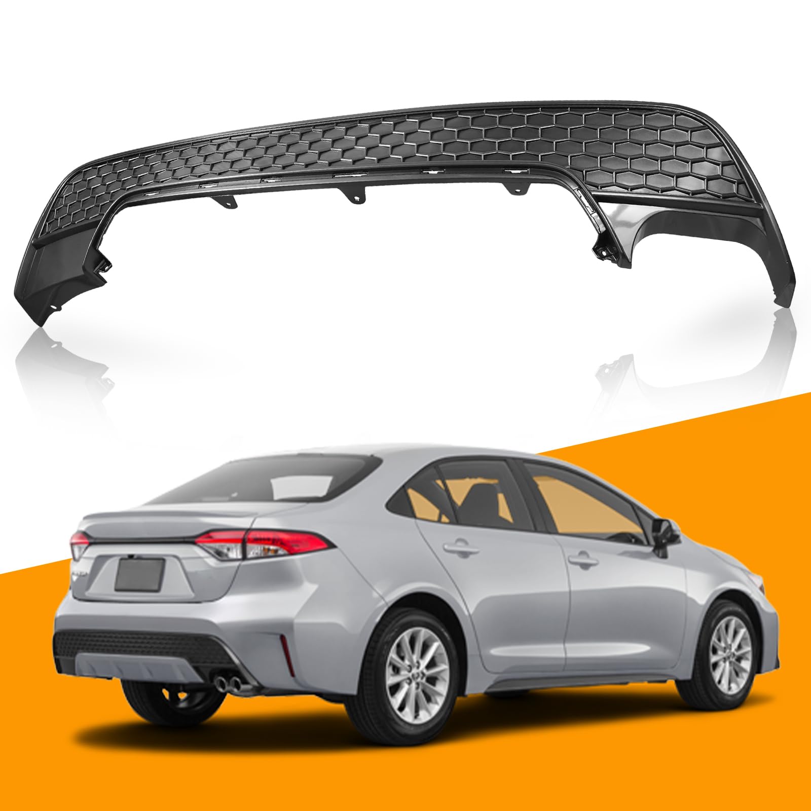 YLT AUTO Rear Bumper Lower Cover Black ABS Honeycomb Cover for 2020-2021 Toyota Corolla XSE SE | Durable Car Exterior Accessory | Perfect for Street Style & Performance Upgrades