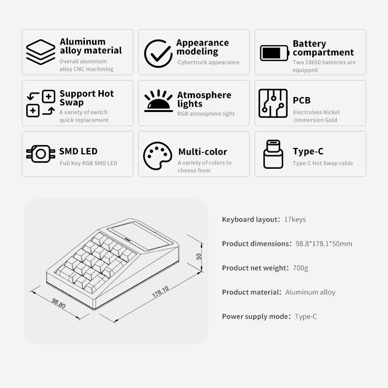 DOIO KB17 B01 QMK/VIA Programmable Macro Keyboard - Dual Mode (Wired/Wireless) Mechanical Keyboard Kit for Gaming, Coding & Office Work