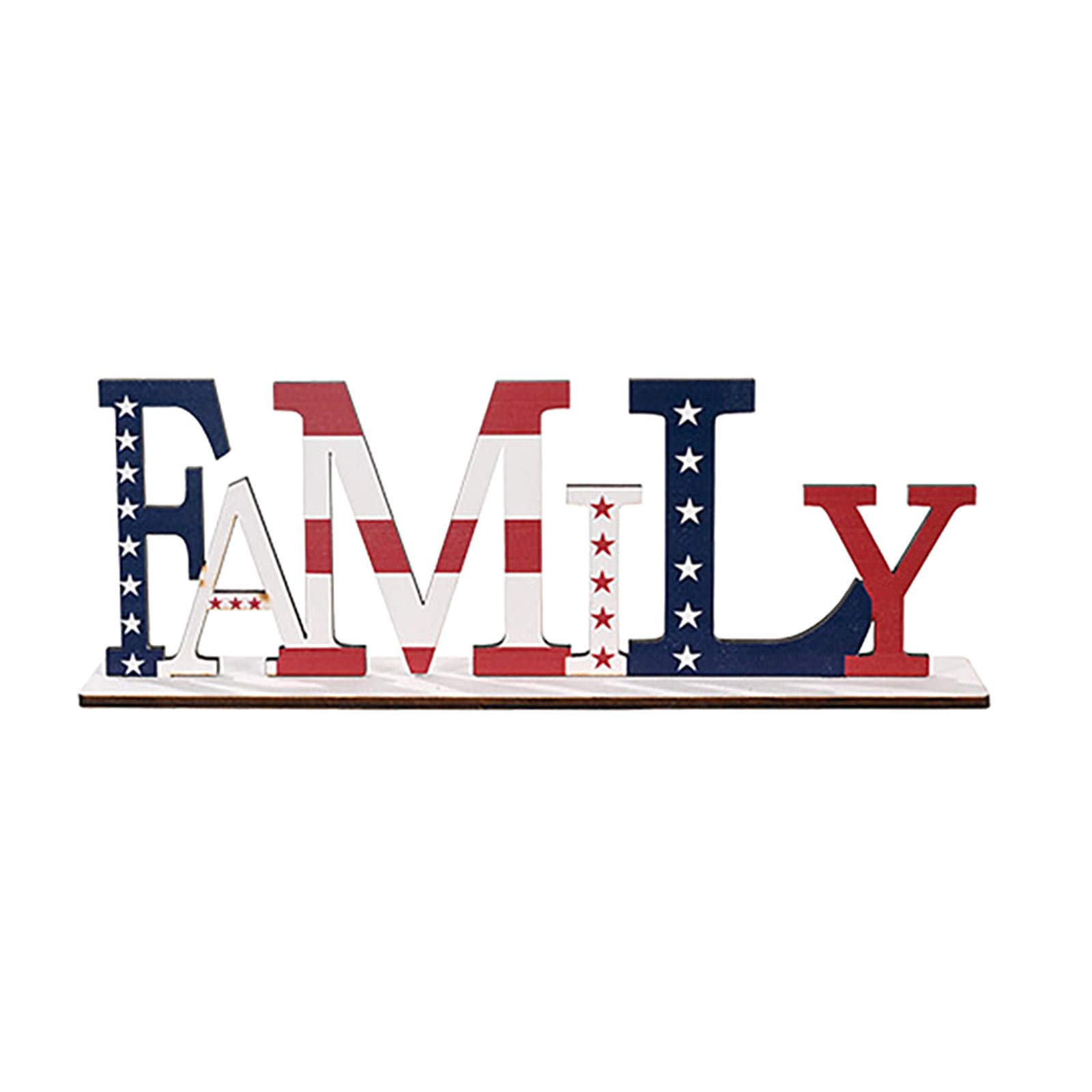 COMIOR Patriotic Wooden Decorative Plaque - 4th of July American Flag Letter Sign, Independence Day & Memorial Day Home Table Decor, Blessed Table Centerpiece for Office Desktop - Perfect for Election Day, Veterans Day & Patriotic Home Decor