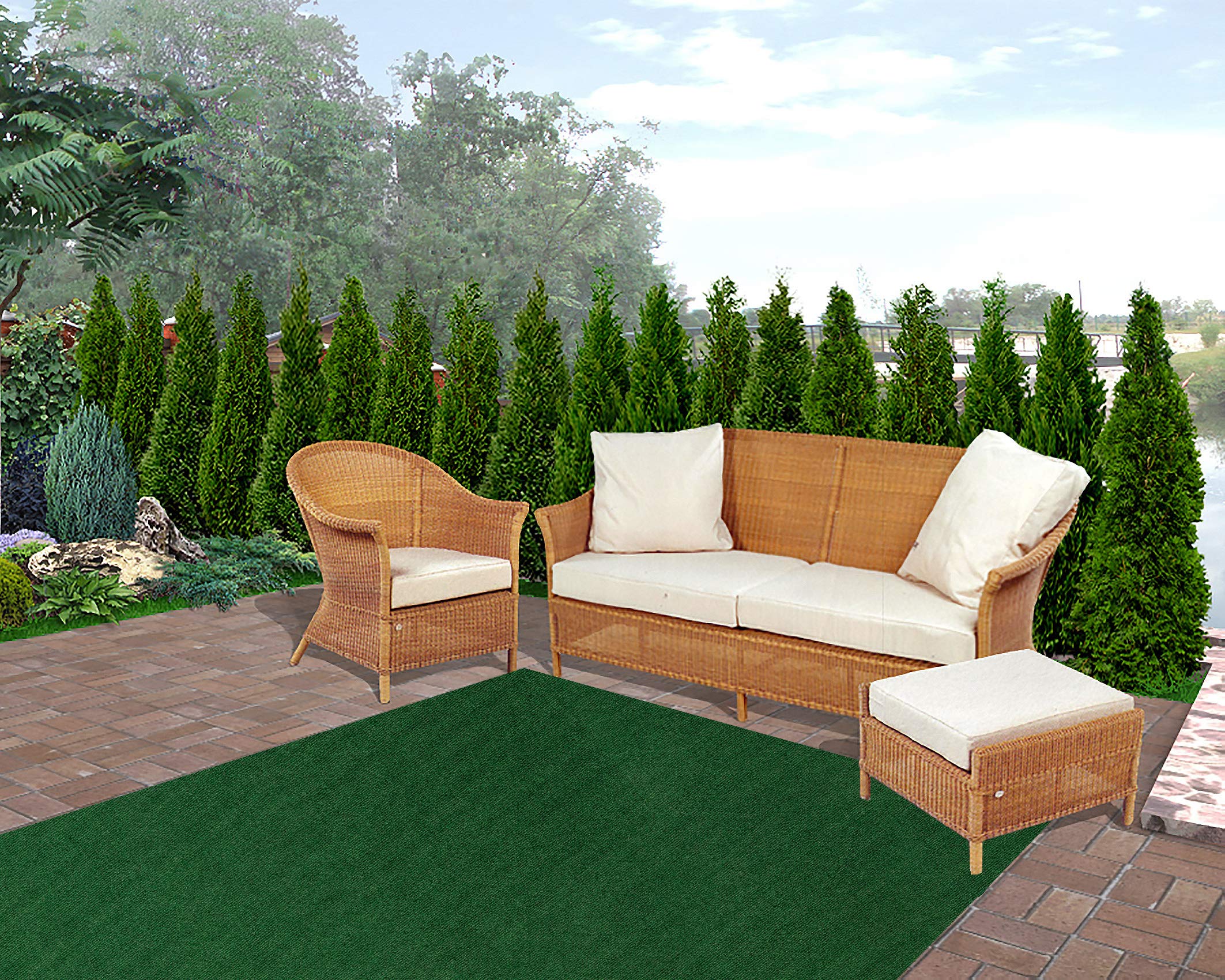 Eco-Friendly Indoor Outdoor Rug 4x6 Feet - Recycled PET Fiber Area Rug, Non-Slip & Durable - Perfect for Living Room, Bedroom, Patio, Deck, Picnic & Camping - Heather Green