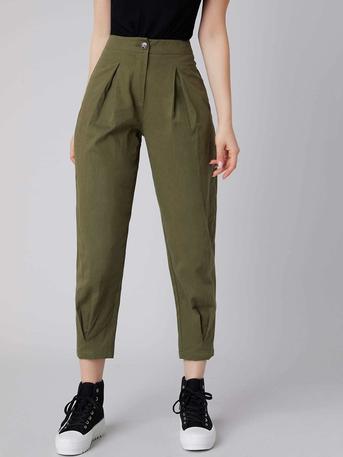 Women's Summer Casual Pants with Fold Pleated Detail - Comfortable Work & Holiday Trousers for Office, Travel & Outdoor Activities