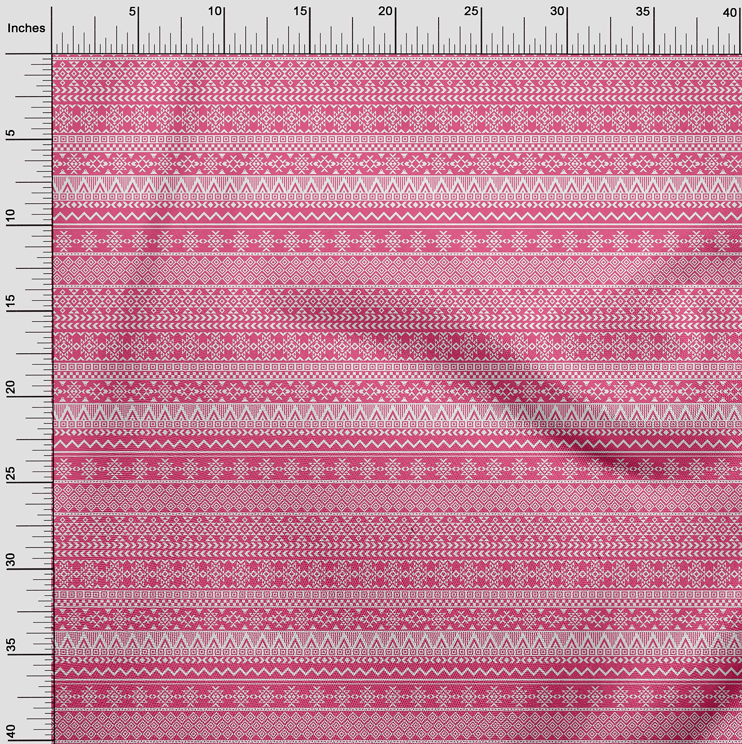 oneOone Cotton Jersey Pink Aztec Tribal Print Fabric by The Yard - 58 Inch Wide Soft Stretchy Material for DIY Dresses, Skirts & Home Decor Projects