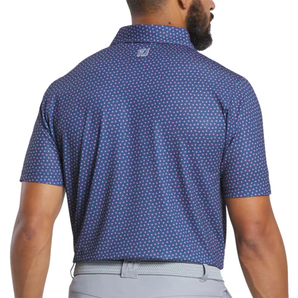 FootJoy Bounce Print Stretch Pique Men's Golf Polo Shirt - Moisture-Wicking & UV Protection for Comfortable Golfing & Outdoor Activities
