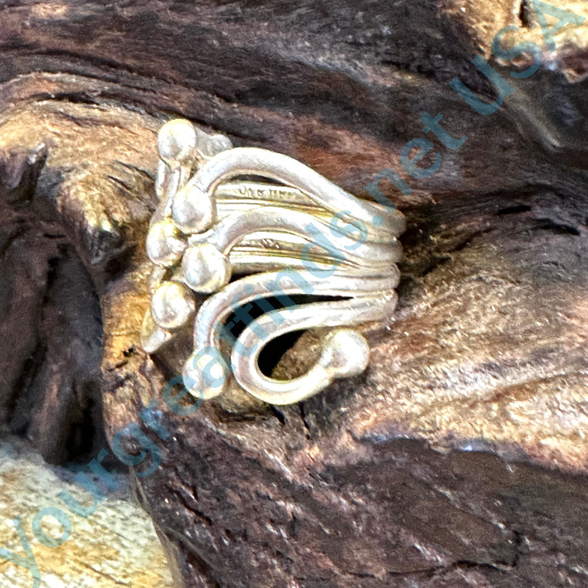 Sterling Silver Wire Art Wide Band Adjustable Ring for Women - Perfect for Boho, Stacking & Everyday Wear