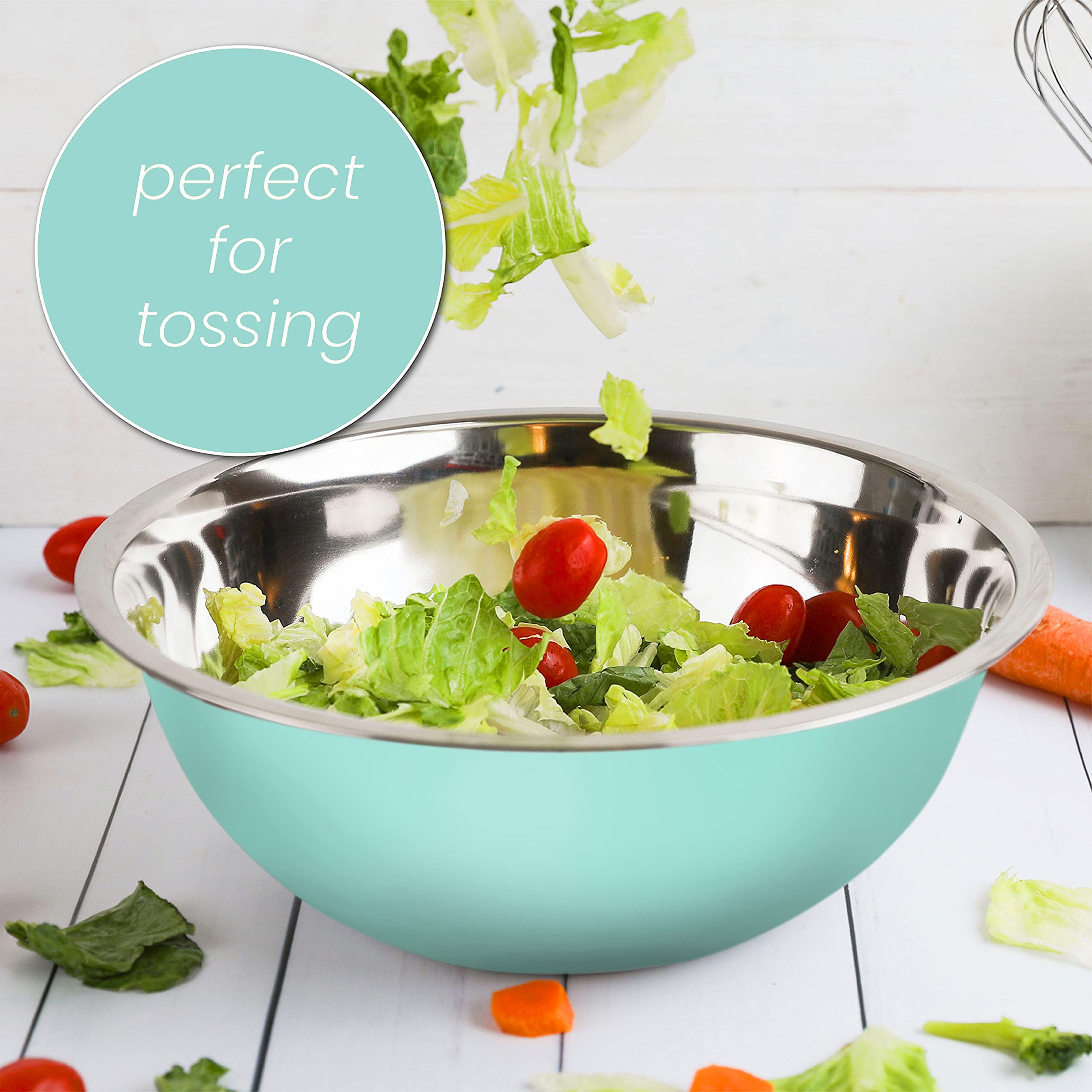 WHYSKO Stainless Steel Mixing Bowls Set - 5-Piece Heavy Duty Food Prep Containers for Kitchen, Meal Prep & Refrigerator Storage | Eco-Friendly, Reusable & Durable (Blue) | Perfect for Baking, Cooking, Salad Mixing & Food Organization