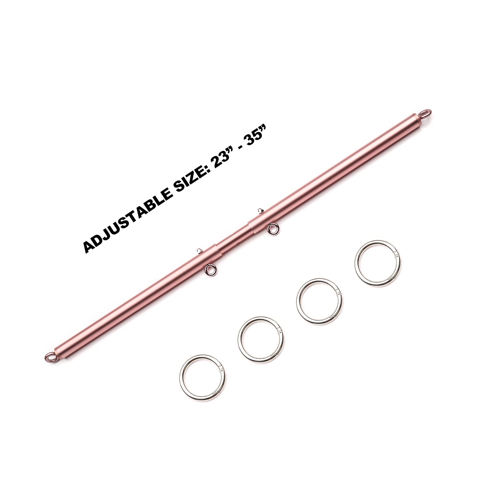 TMEOIIPY Adjustable Pilates Bar with 4 Red Straps - Rose Gold Stainless Steel Spreader Bar for Stretching, Fitness Training & Home Workouts - Perfect for Pilates, Yoga & Physical Therapy Exercises
