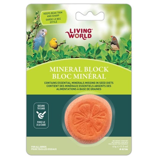 Living World Orange Shaped Mineral Block for Birds - Essential Calcium Supplement for Parakeets, Cockatiels & Finches - Perfect for Bird Cages & Aviaries
