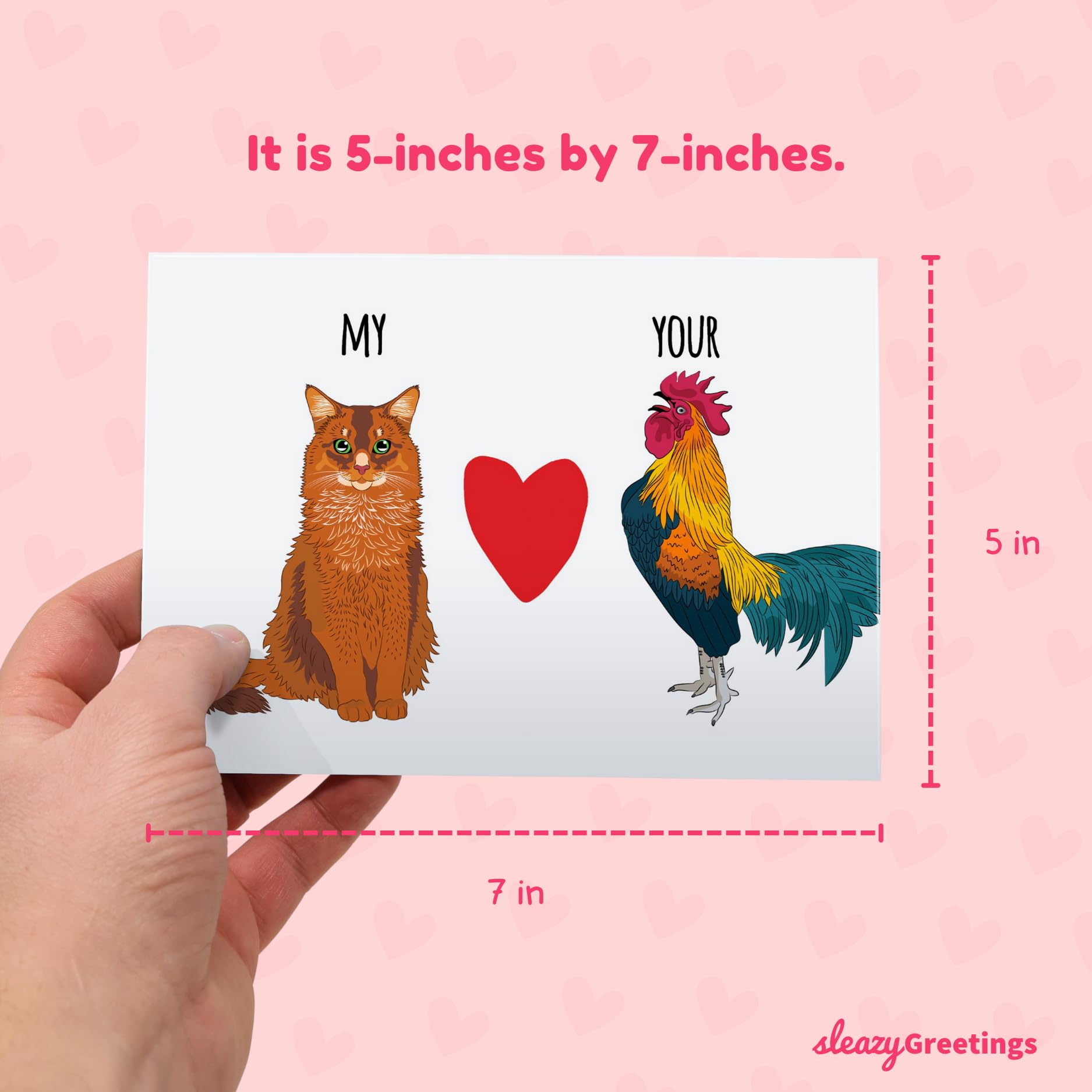 Funny & Naughty Greeting Cards for Men - Dirty Anniversary, Birthday & Valentine's Day Cards for Husband/Boyfriend - 'My Cat Loves Your Rooster' Humorous Card - Perfect for Romantic Occasions & Playful Couples