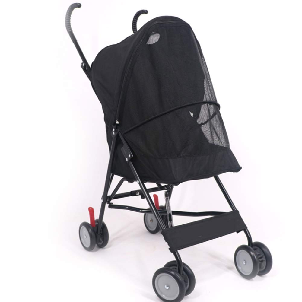 Premium 4-Wheel Pet Stroller for Cats & Dogs Up to 22Lbs - Foldable Jogger Travel Carrier with Breathable Mesh - Perfect for Walking, Jogging & Outdoor Adventures (Black)