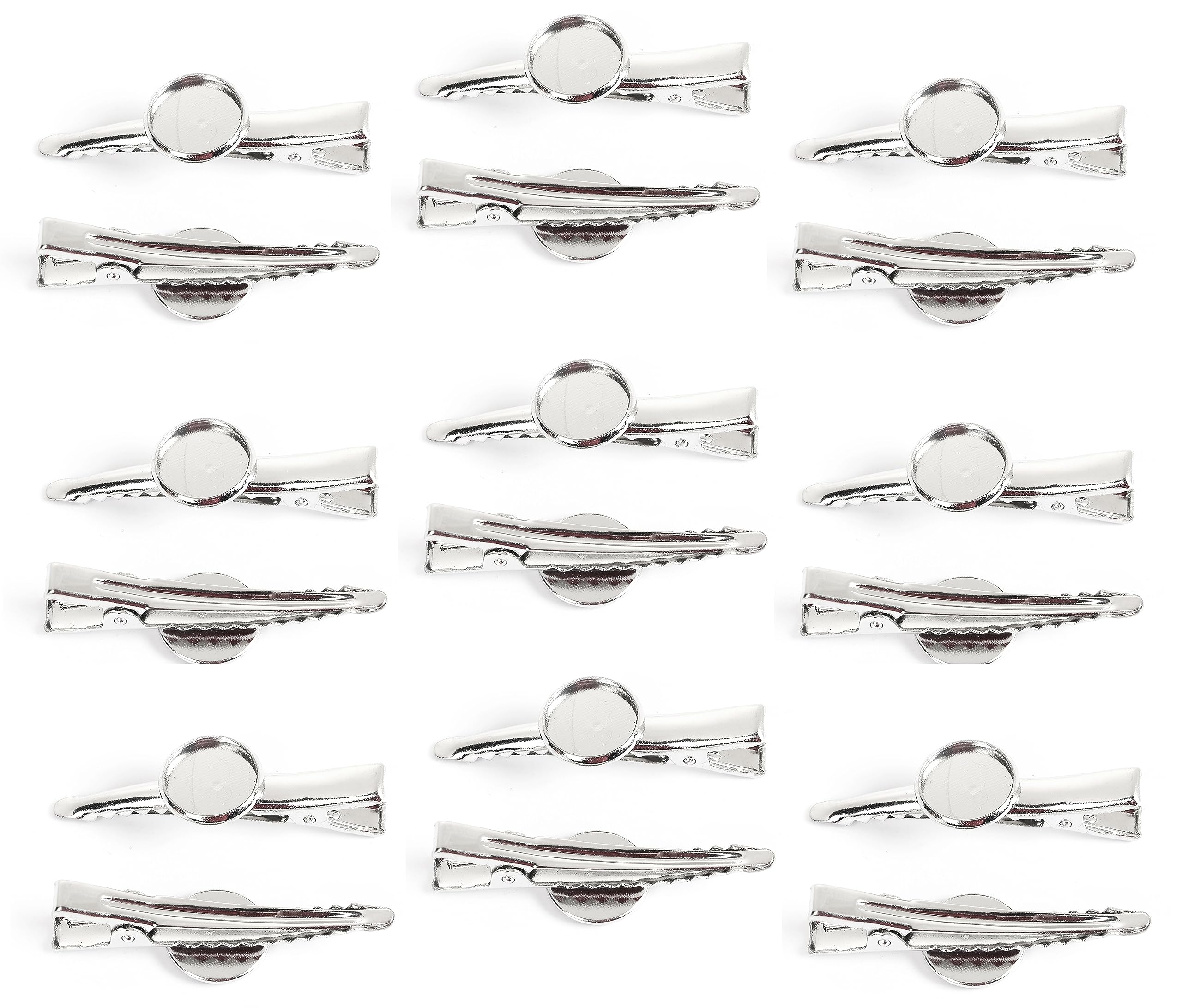 20 Pack Silver Tone Barrette Hair Clips with Cabochon Setting - DIY Hair Accessories & Craft Supplies for Women, Girls | Perfect for Bridal, Party, Cosplay & Everyday Hairstyles
