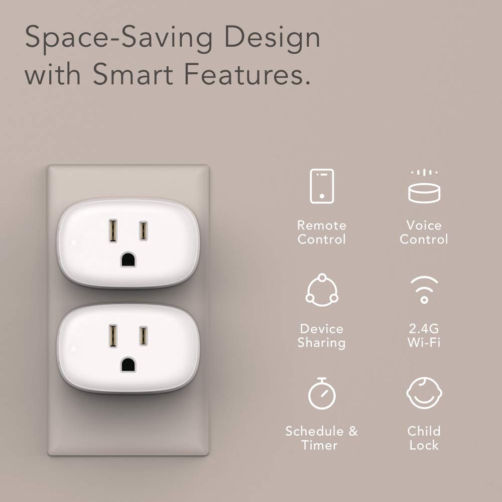 Nooie Smart Plug WiFi Outlet - Mini Smart Socket Works with Alexa & Google Home, No Hub Required, Remote Control & Timer Function for Lights, Fans, Appliances (1 Pack) - Perfect for Home Automation & Energy Saving