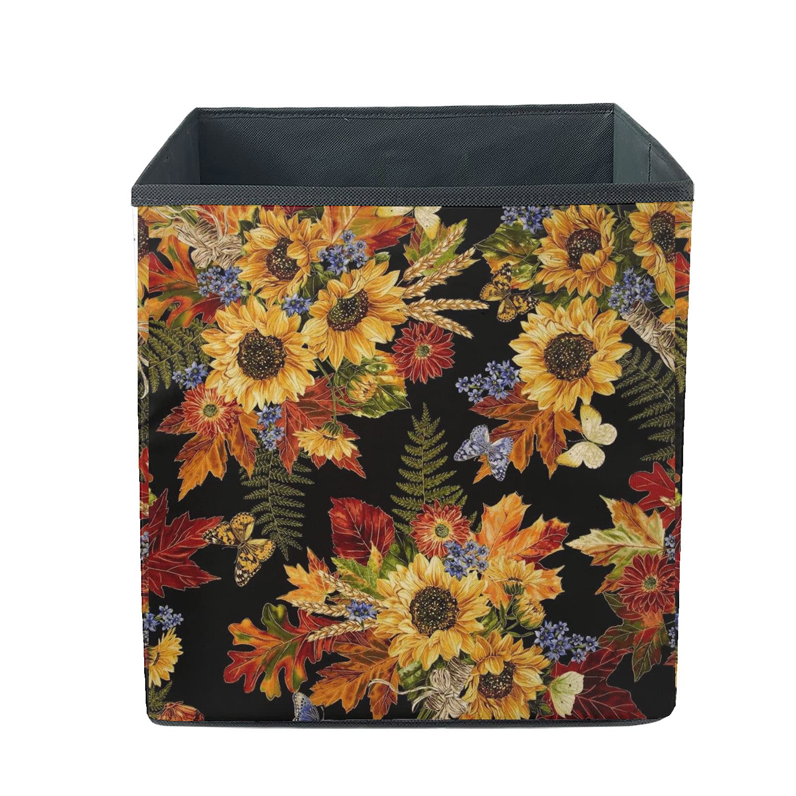 FUIBENG Sunflower Maple Leaf Print Storage Bin - Baby Clothes Organizer, Kids Toy Storage Box for Playroom, Nursery & Bedroom Organization - Perfect for Boys & Girls