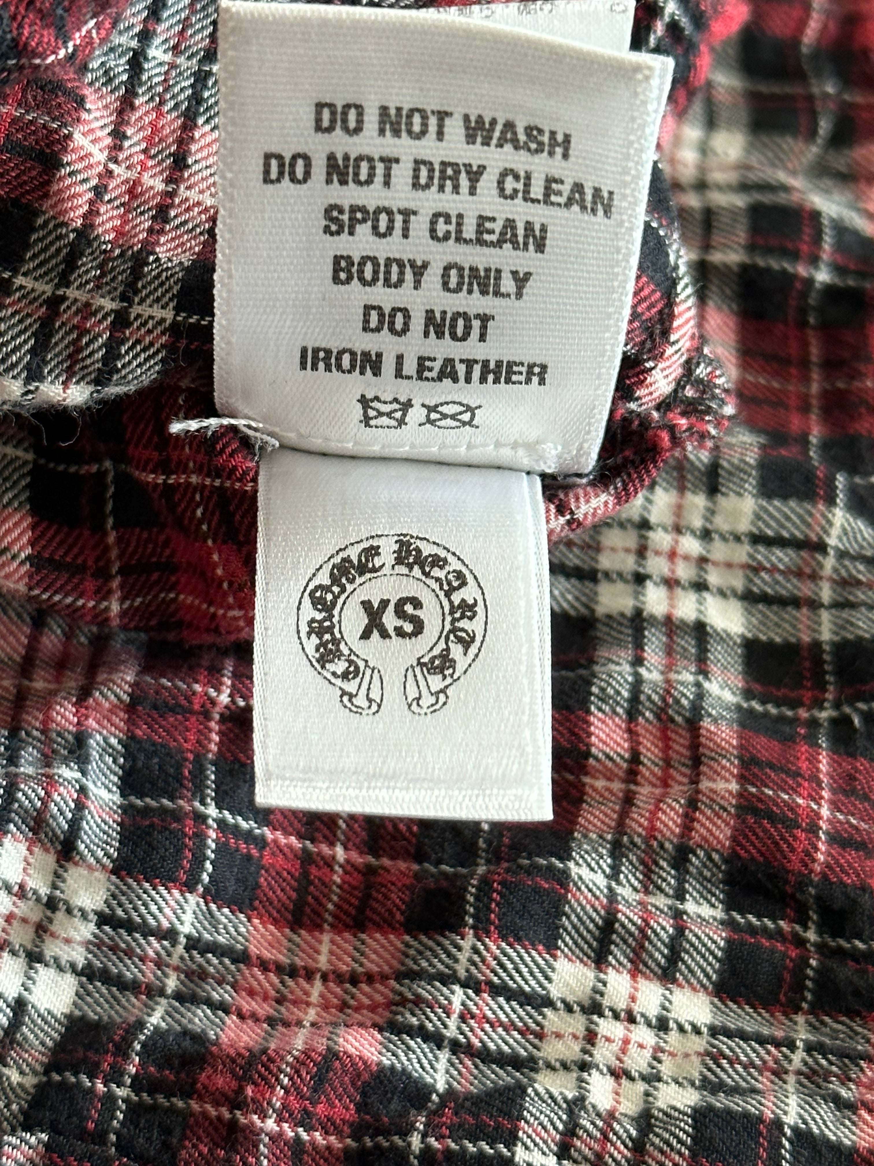 Chrome Hearts Red & White Cross Patch Flannel Shirt - Stylish & Comfortable for Casual Wear & Street Fashion