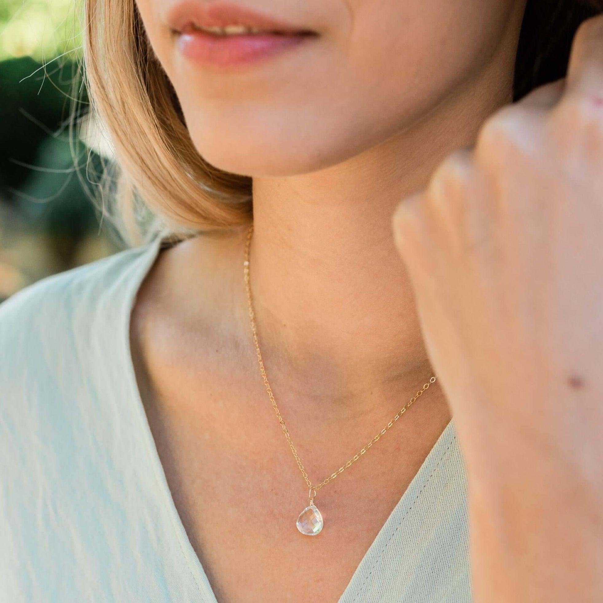 Elegant Tiny Crystal Quartz Teardrop Pendant Necklace - Dainty Healing Stone Jewelry for Women, Perfect for Everyday Wear, Gifts & Spiritual Healing