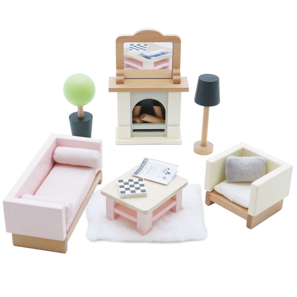 Miniature Dollhouse Living Room Furniture Set - 1:12 Scale Wooden Sofa, Coffee Table & Accessories for DIY Dollhouse Decor & Collectibles - Perfect for Dollhouse Enthusiasts & Model Train Scenes