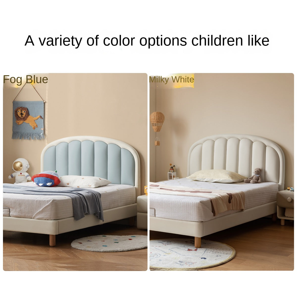 Organic Leather Kids Cream-Colored Soft Bed - Cozy & Stylish Nursery Essential for Toddlers & Infants | Perfect for Bedrooms, Daycare & Playrooms