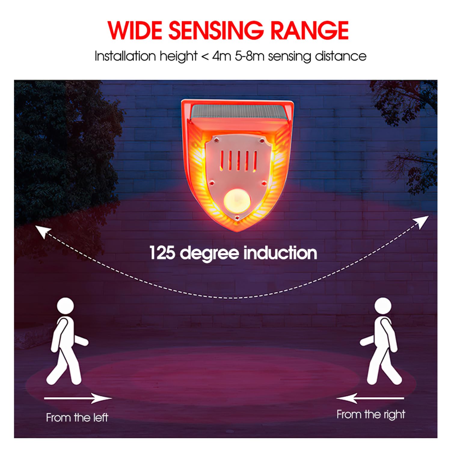 Solar Motion Sensor Alarm Outdoor - 129dB Loud Security Light with Dog Barking & Gunshot Sound, Strobe Warning & USB Charging | Ideal for Home, Villa, Farm, Barn, Yard Protection & Intruder Deterrence
