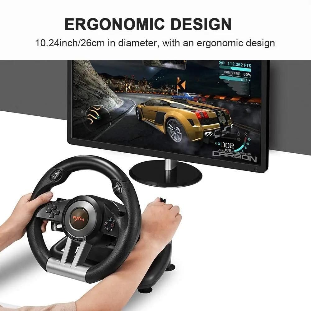 PXN V3 Racing Wheel - Universal Gaming Steering Wheel for PC, PS3, PS4, Xbox One & Nintendo Switch - Perfect for Racing Simulators & Gaming Setups