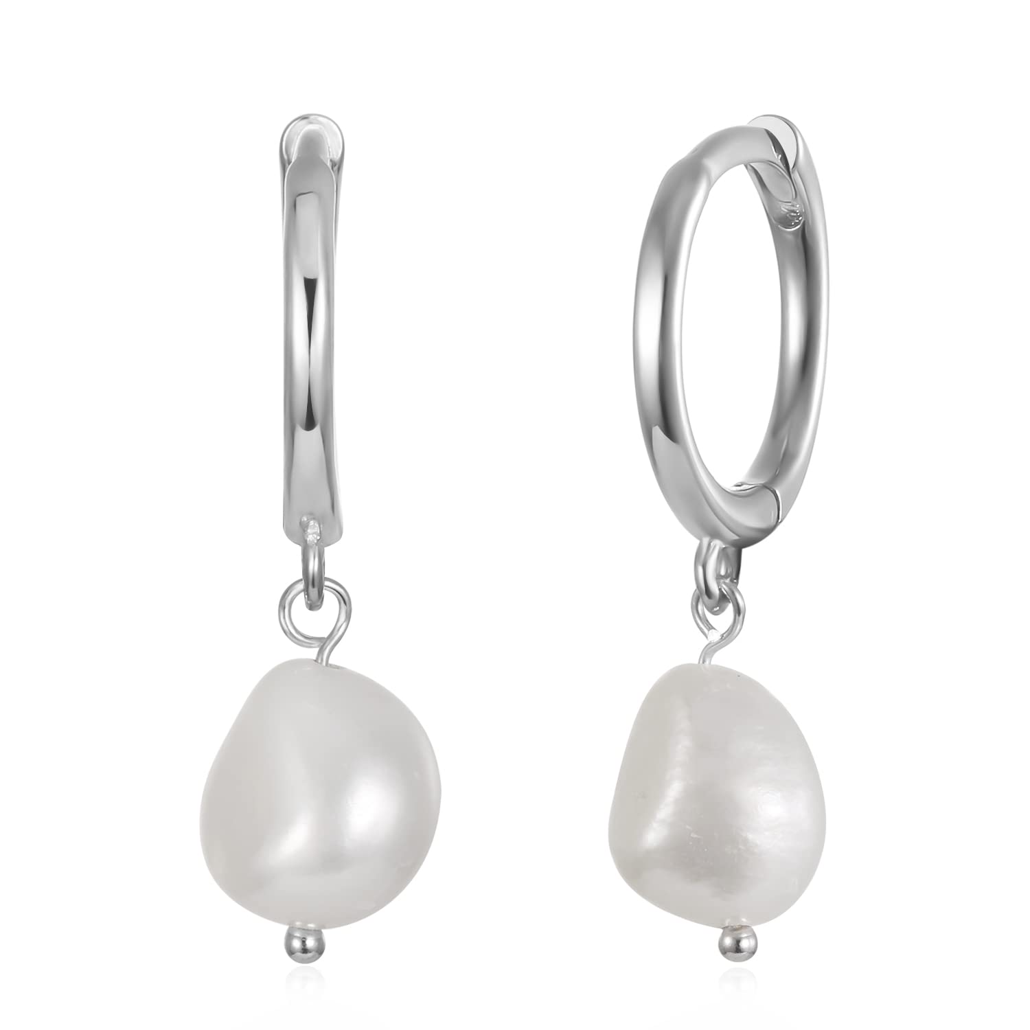 Dainty Huggie Hoop Earrings with Dangle Charm for Women & Girls | 925 Sterling Silver Small Drop Earrings | Everyday Wear, Gift for Her, Date Night & Special Occasions
