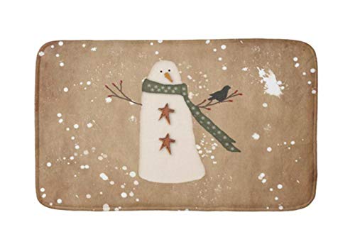 POPSholder Super Absorbent Plush Bath Mat - Non-Slip Backing, 18x30 Inches, Cozy Primitive Snowman Design - Perfect for Bathroom Decor, Shower Mats & Indoor Floor Rugs