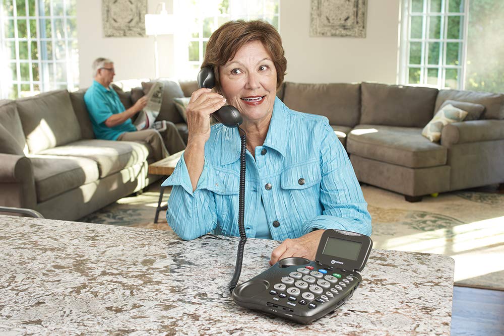 Ampli550 Big Button Corded Landline Telephone with Talking Caller ID & Keys - Ultra Loud Volume, Backlit LCD Display - Hearing Aid Compatible - Perfect for Seniors & Visually Impaired at Home or Office