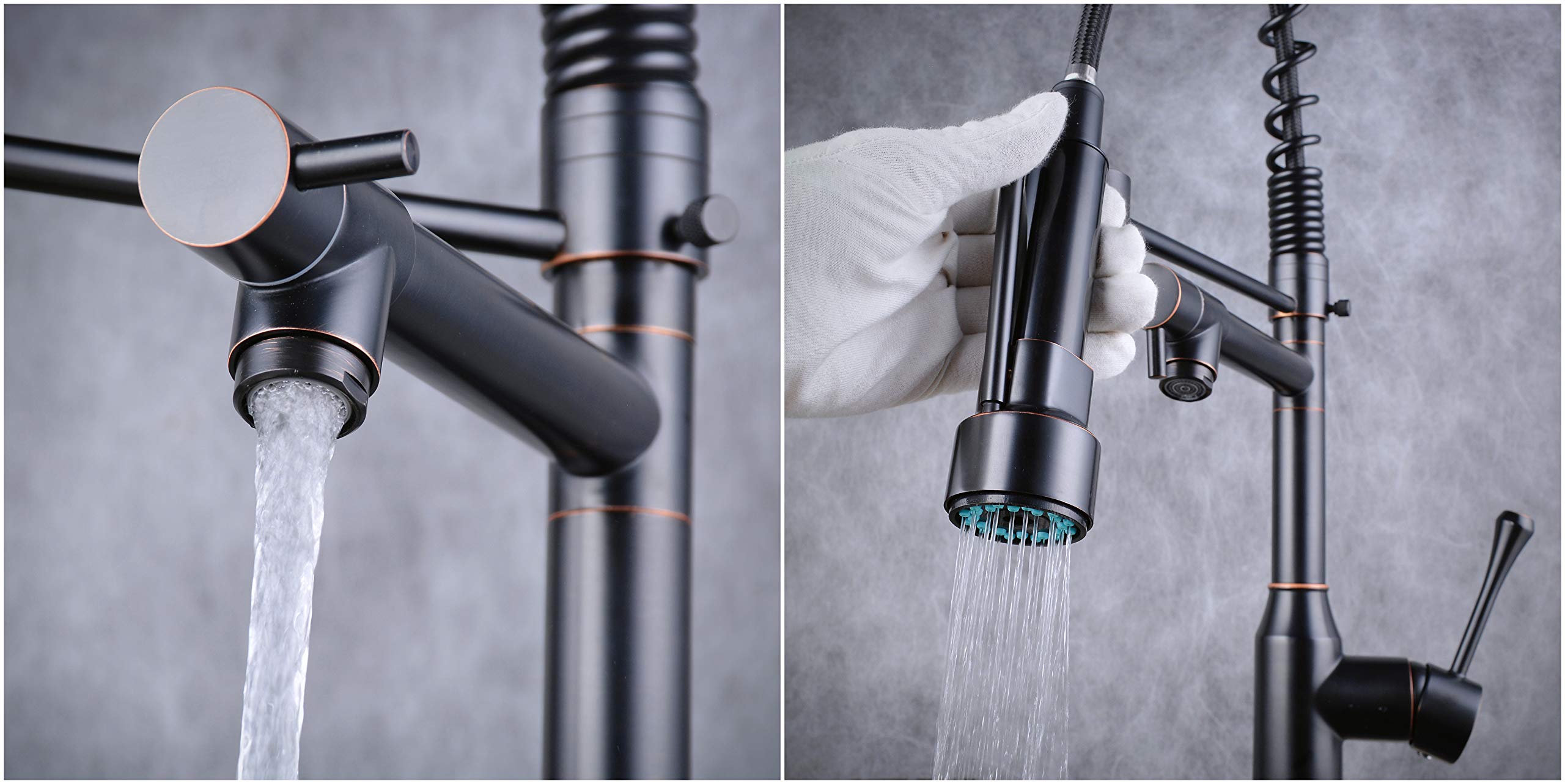 **Beelee Oil Rubbed Bronze Kitchen Faucet with Pull Down Sprayer & Deck Plate – Single Handle Commercial Faucet for RV, Farmhouse, Camper & Kitchen Sink – Durable & Stylish for Home, Restaurant & Outdoor Use**