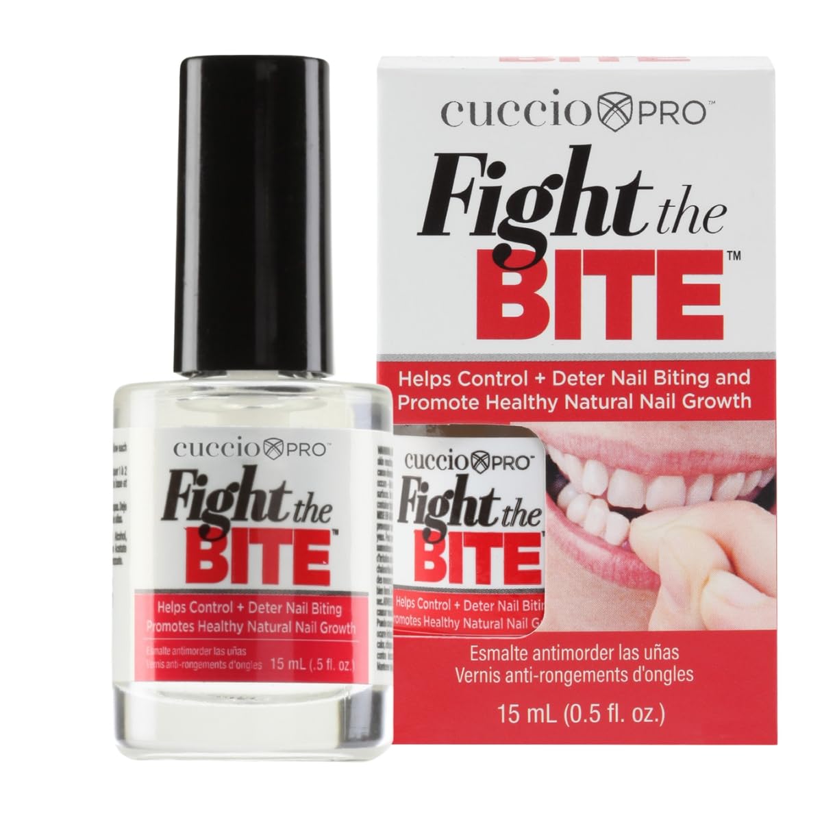 Cuccio Fight The Bite Clear No Bite Nail Polish for Women & Men - Bitter Taste to Stop Nail Biting - Promotes Healthy Nail Growth - 0.5 Fl Oz - Perfect for Home, Office & Travel Use