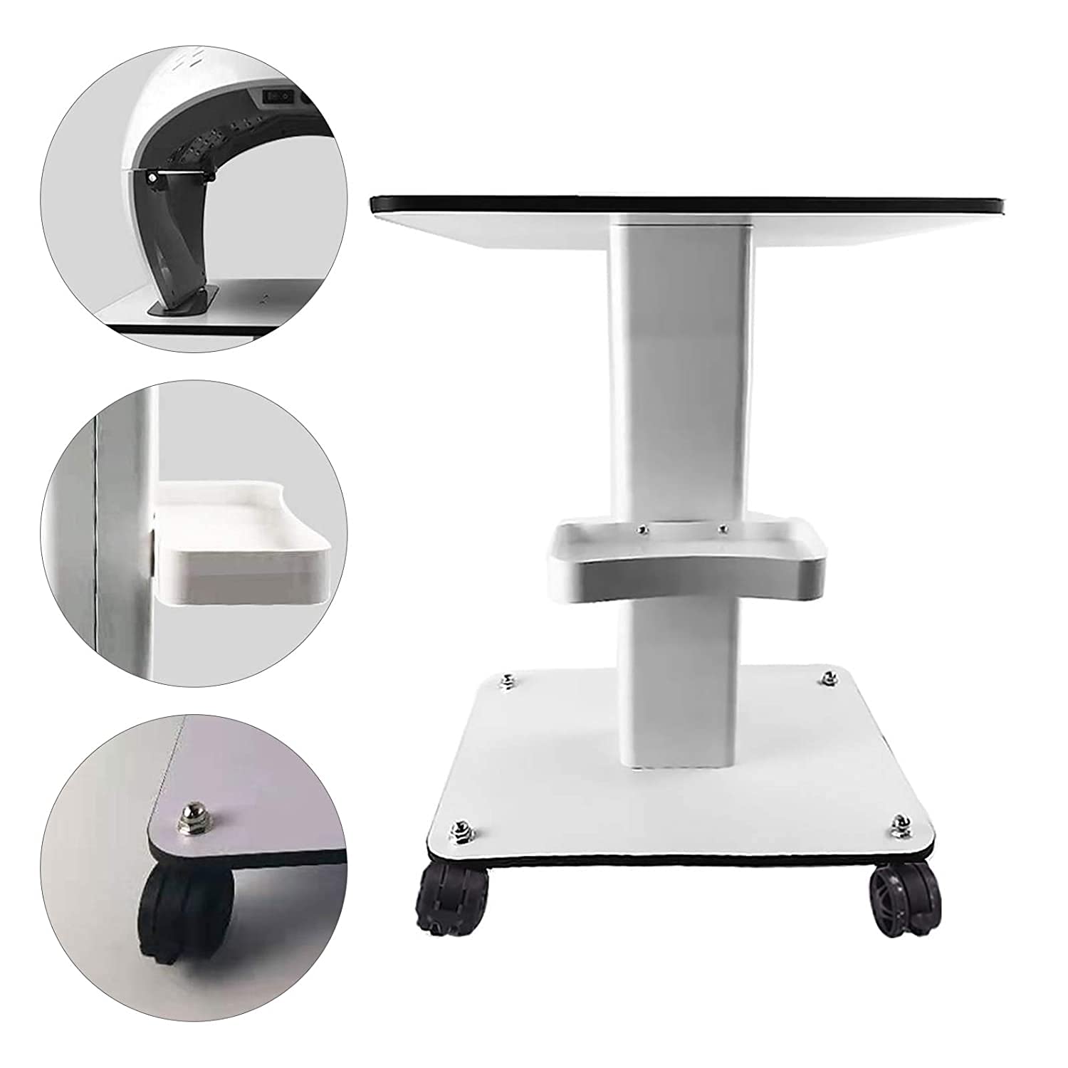 Professional Salon Medical Trolley with Rolling Wheels - Hair Stylist Cart with Large Instrument Tray for Beauty Tools & Supplies - Mobile Storage Solution for Hairdressers & Spa Services - Perfect for Salon Organization & Client Styling (White, Large Table Size)