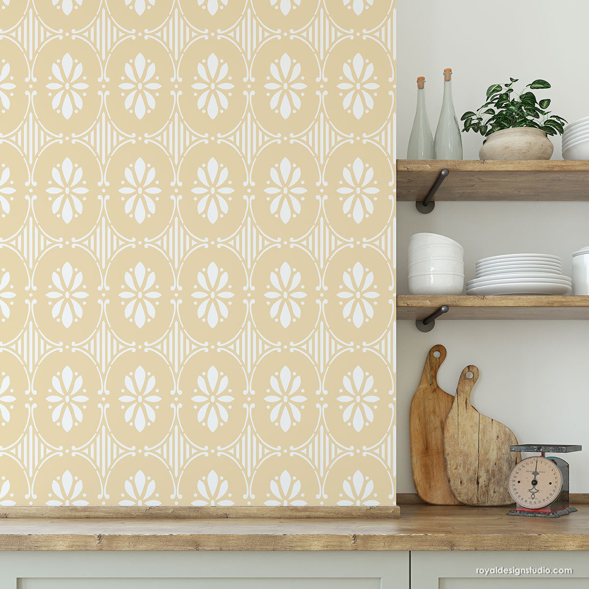 Swedish Floral Allover Stencil - Reusable DIY Painting Template for Walls, Furniture, Fabric - Perfect for Home Decor, Craft Projects, and Scrapbooking