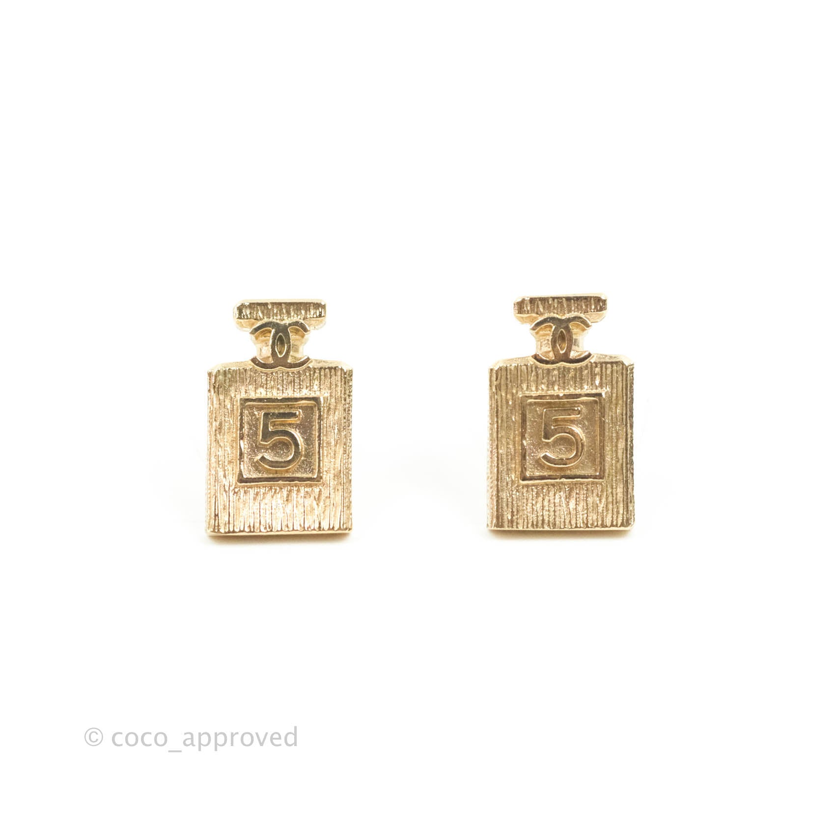 Chanel CC No5 Perfume Earrings in Gold Tone - 20C Collection | Elegant Jewelry for Women, Perfect for Parties, Weddings & Special Occasions