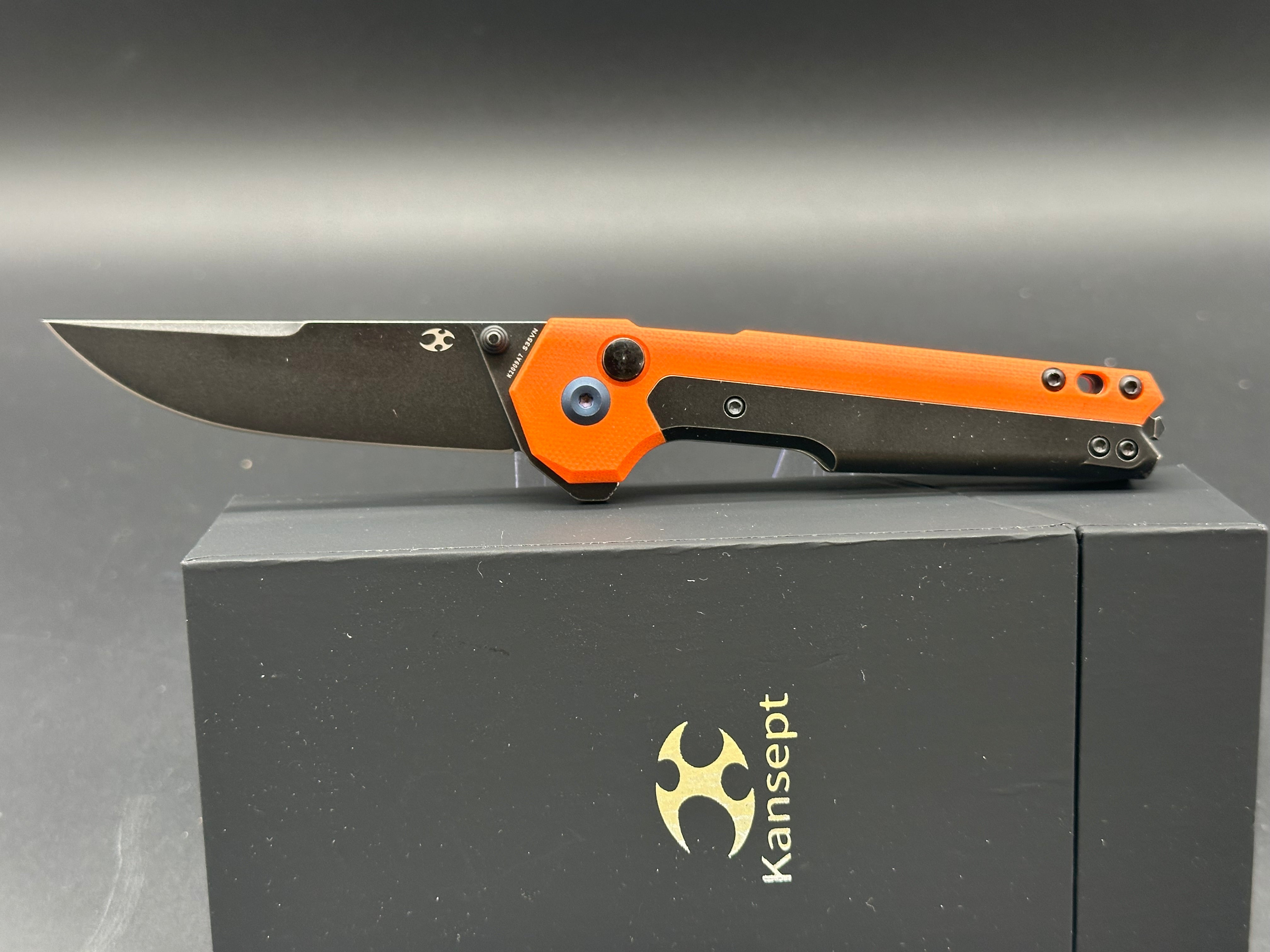 Kansept Mikkel Willumsen EDC Tactical Folding Knife - Orange G10 Handle, 3.1