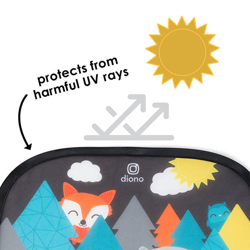 Diono Character Sun Stoppers Car Side Window Shades (2 Pack) - UV Protection for Kids, Babies & Pets - Perfect for Road Trips, School Runs & Family Travel