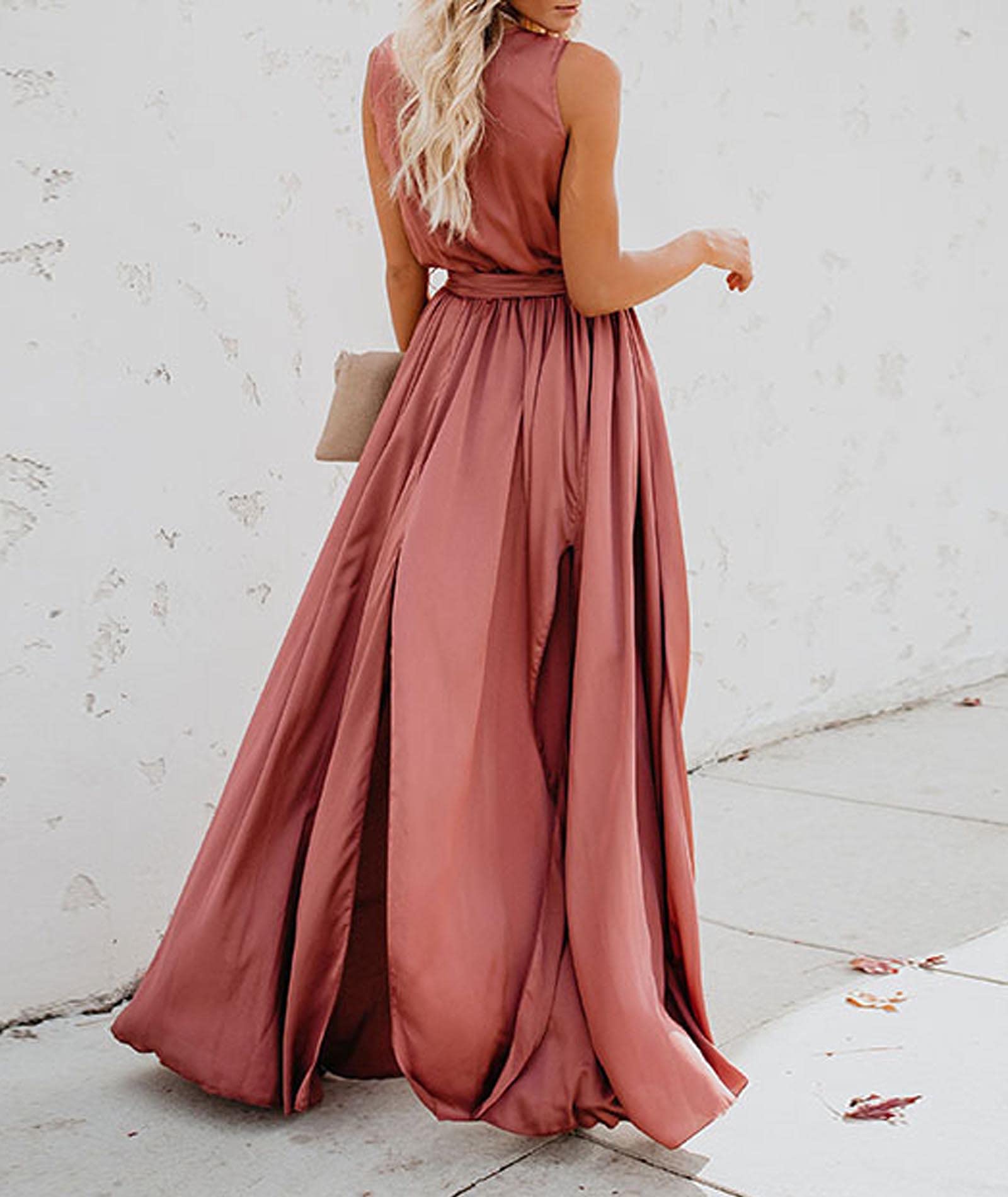 xxxiticat Women's Bohemian Split Maxi Dress - Sleeveless Lace-Up Bandage Summer Dress with Pleated Swing Hem | Perfect for Beach Vacations, Music Festivals & Boho Chic Outfits
