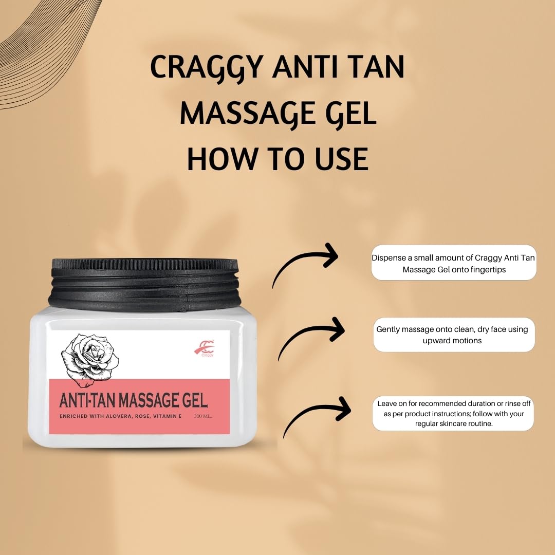 Craggy Anti-Tan Massage Gel - Brightening & Skin Repair Treatment for Sun Damaged Skin | Perfect for Post-Sun Care & Spa Treatments