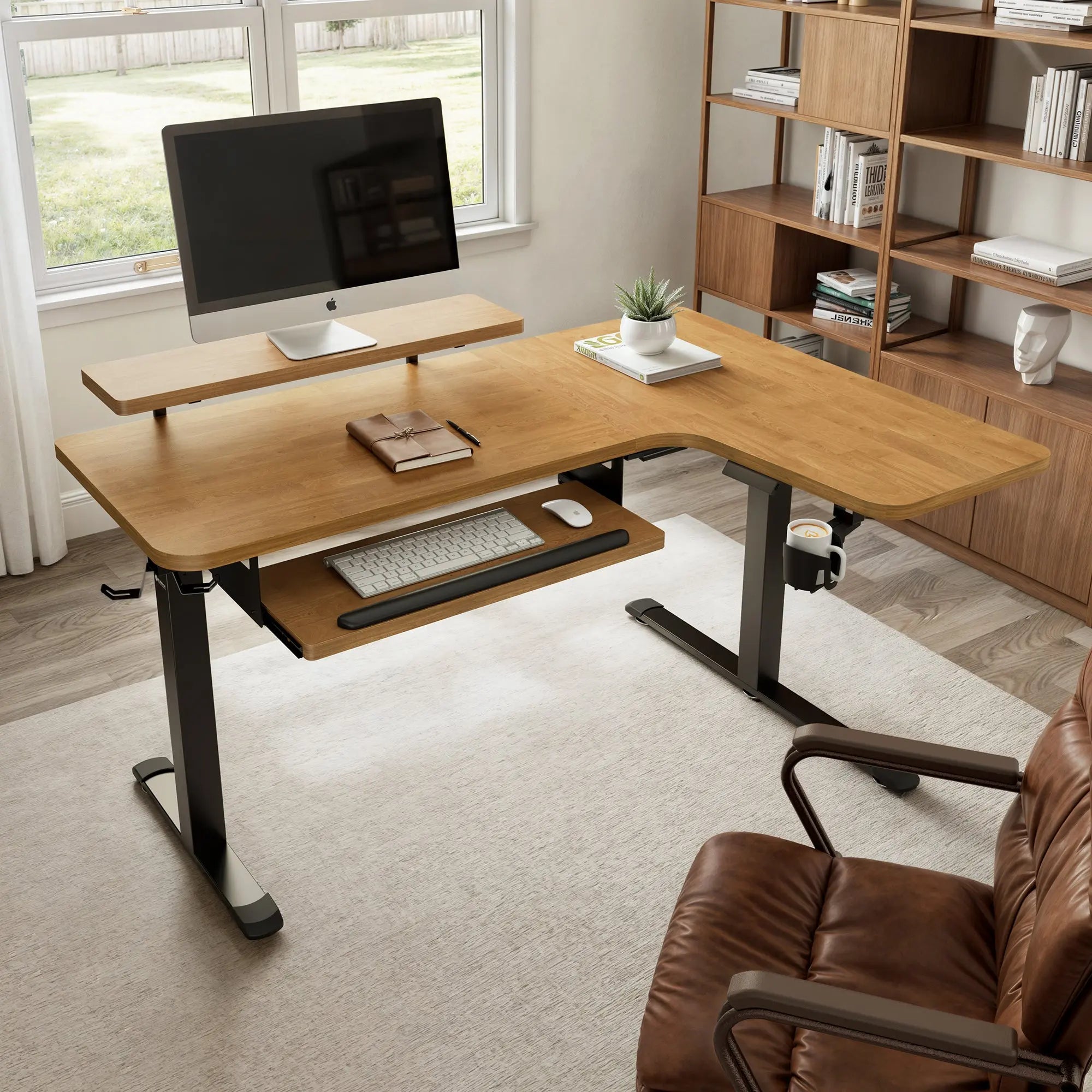 Ergonomic L-Shaped Standing Desk with Accessories Set (60x23 Inches) - Perfect for Home Office & Workspace Setup