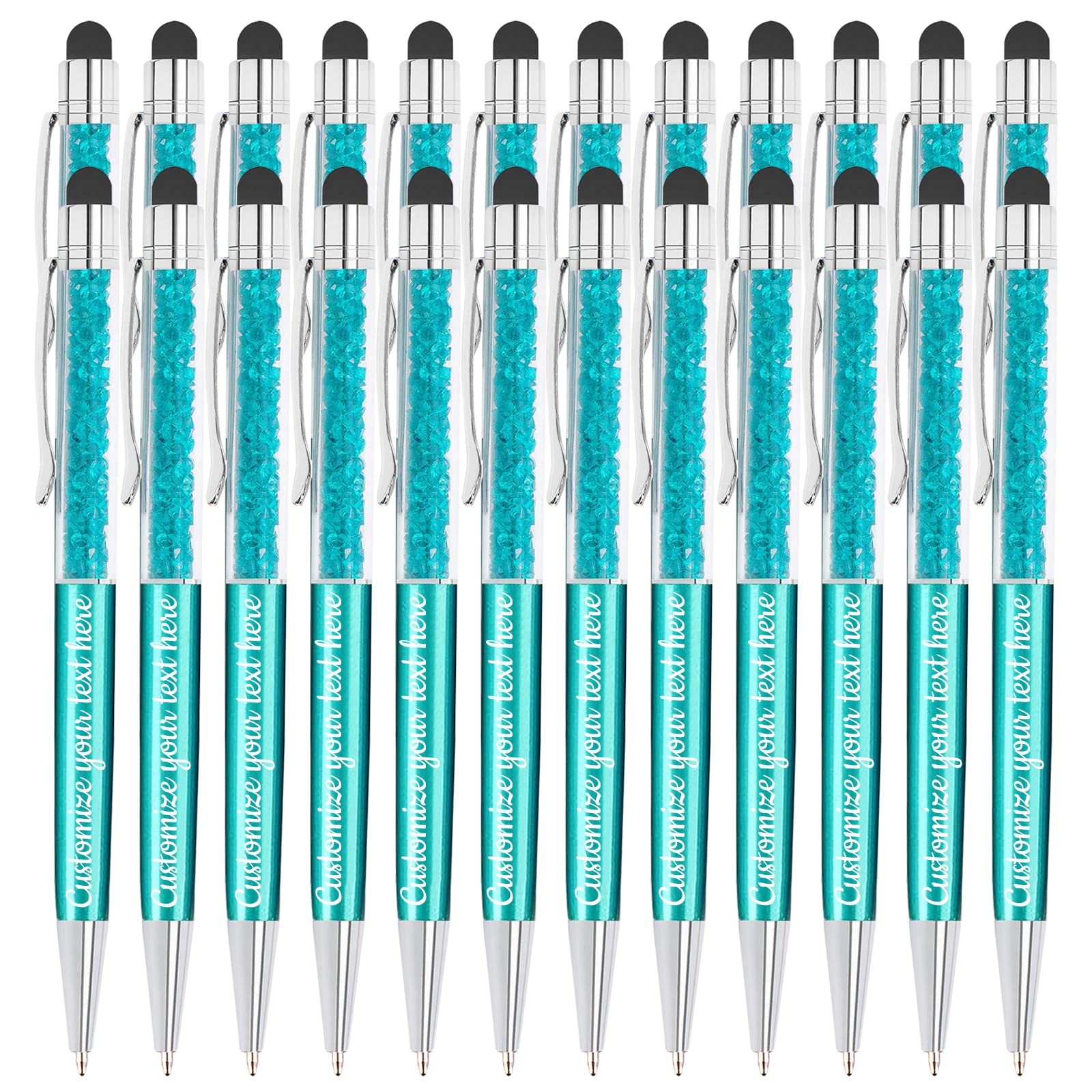 Custom 156-Piece Crystal Ballpoint Pen Set - Personalized Stylus Pen with Text Engraving | Capacitive Touchscreen Pen for Note Taking, Tablets & Office Use | Ideal Gift for School, Business & Stationery Lovers