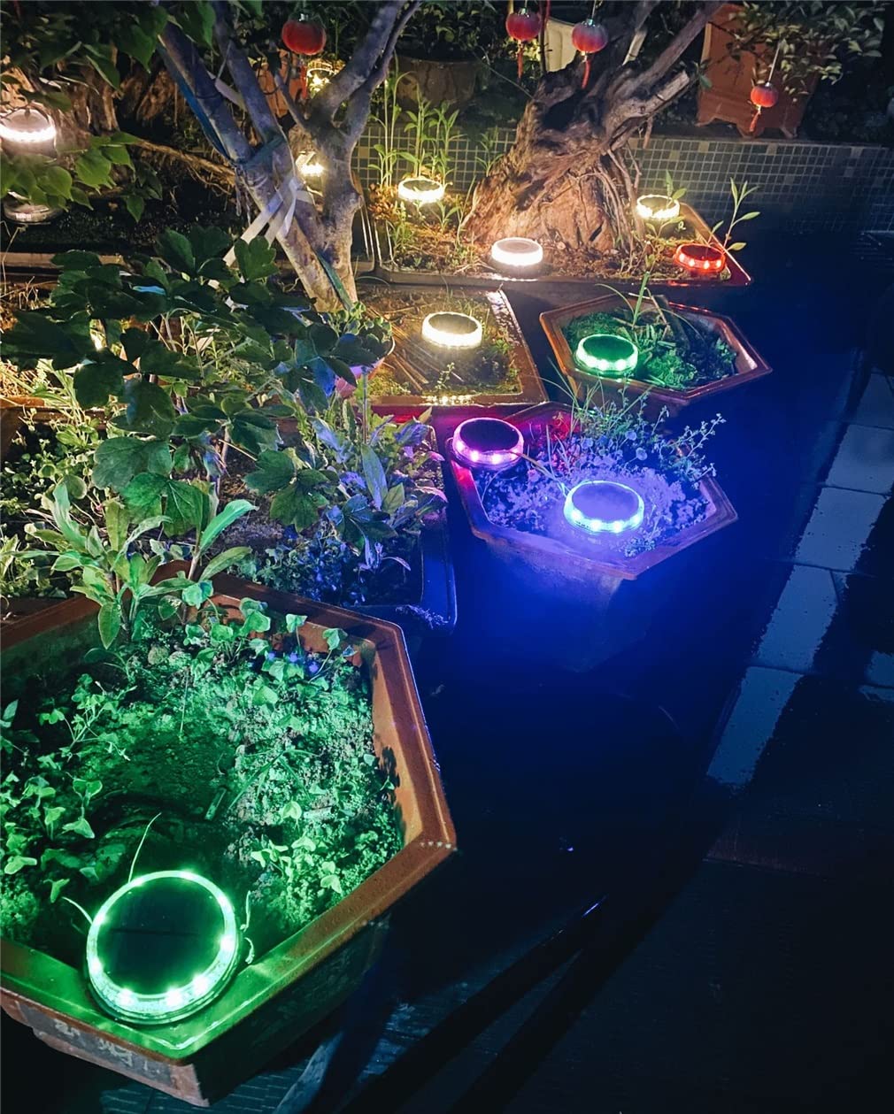 Zhangmin Solar Ground Lights - 17 LED Upgraded Outdoor Garden & Landscape Lights, Waterproof In-Ground Pathway Lights for Yard, Driveway, Walkway Decoration (Multicolor, 4 Pack) - Perfect for Patio, Lawn, Deck & Backyard Lighting